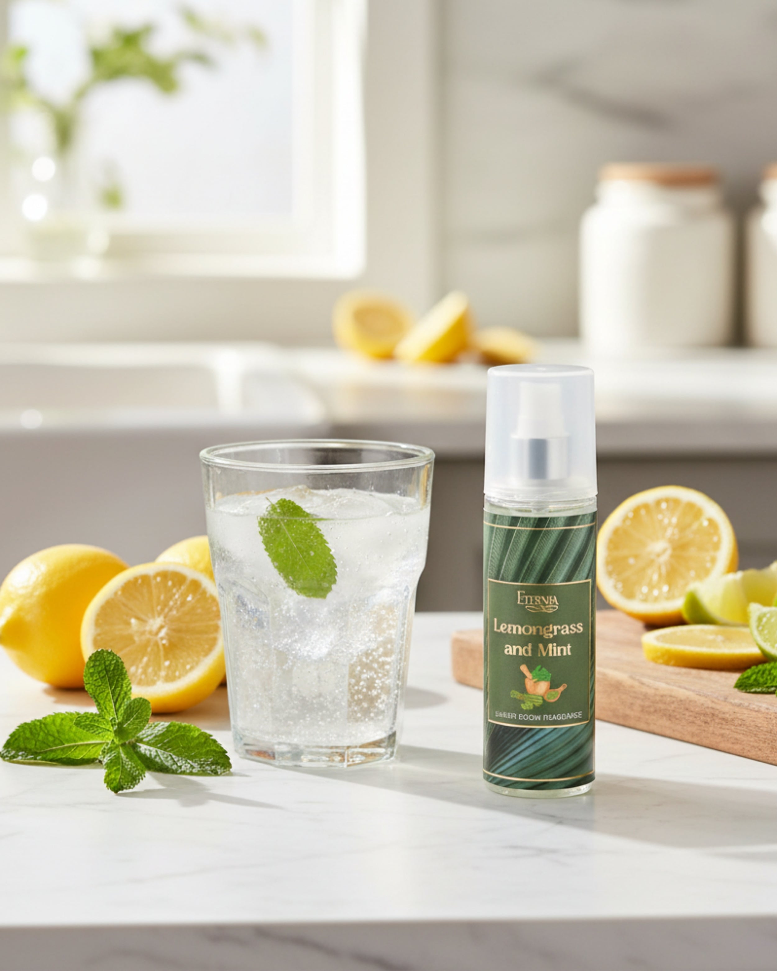 Eternia® Lemongrass & Mint Luxury Room Spray – Refreshing Herbal Citrus Fragrance Mist | Energizing & Long-Lasting Natural Freshness – 200ml