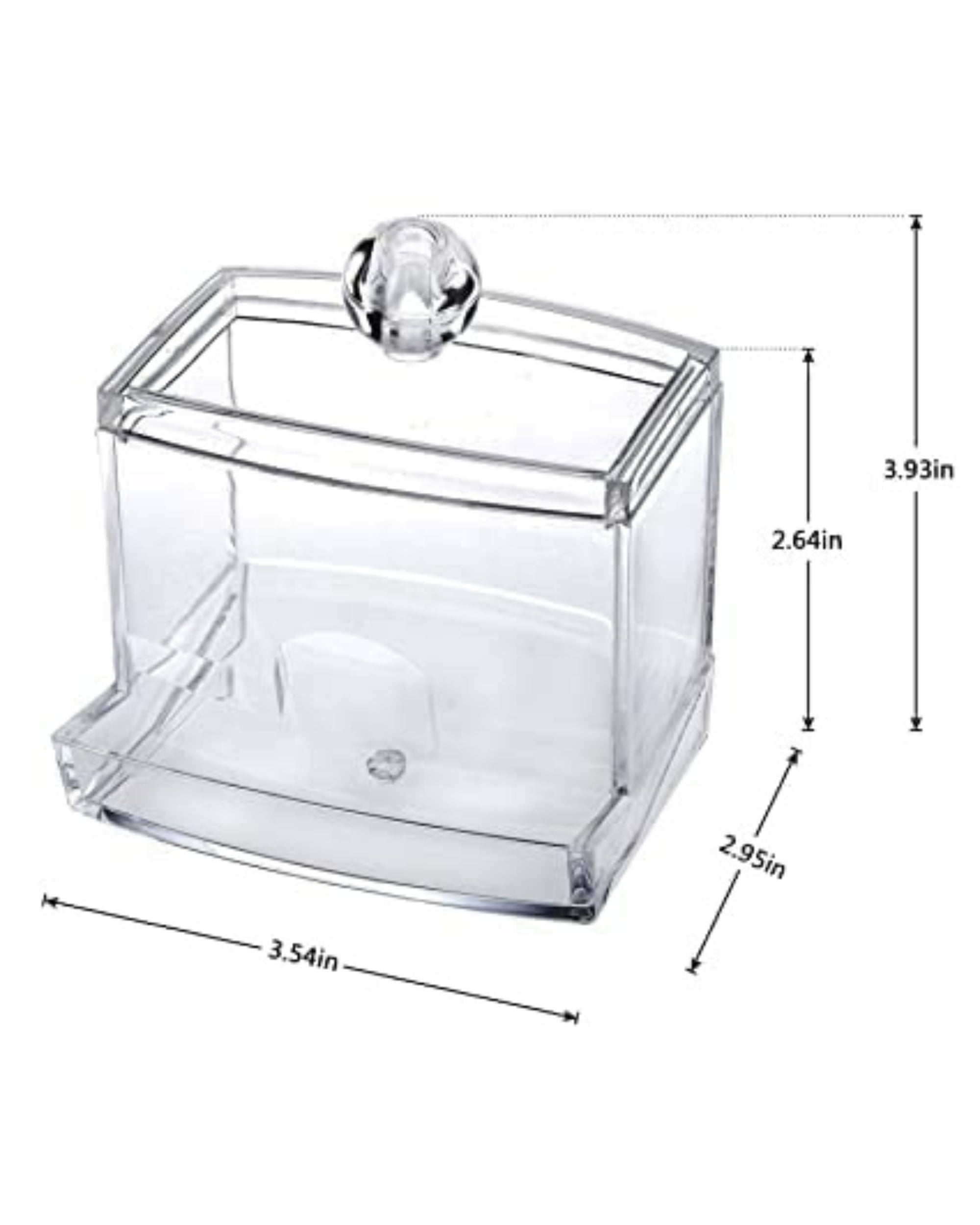 Premsons® Acrylic Cotton Swab & Pad Holder | 1-Compartment Clear Organizer for Earbuds, Cotton Balls & Makeup Accessories