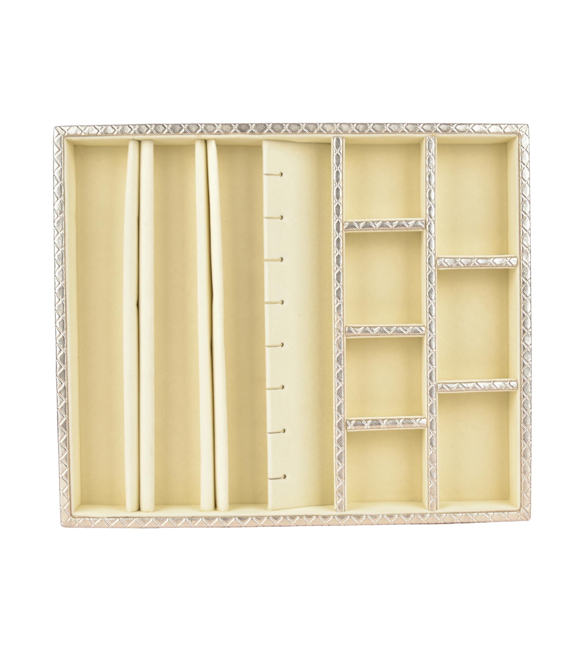 Premsons® Multi Layer Sections Jewellery Tray - Earrings Necklace Bracelet Watch and Ring Organizer - PU Leather Tray Organizer - Multipurpose Drawer Insert - Stackable Jewellery