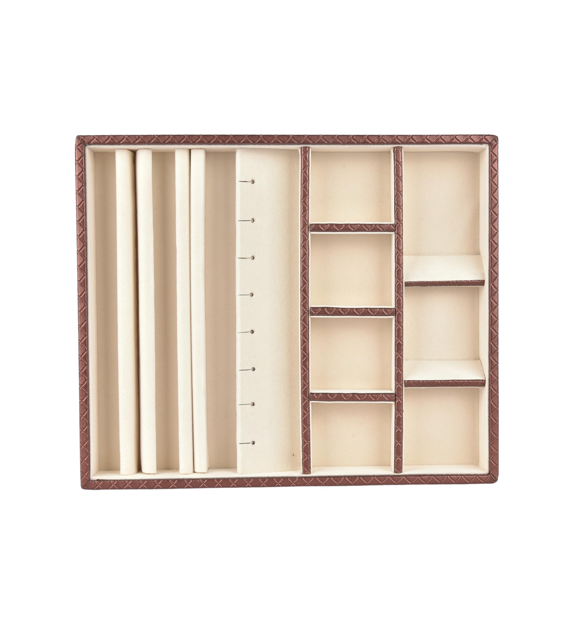 Premsons® Multi Layer Sections Jewellery Tray - Earrings Necklace Bracelet Watch and Ring Organizer - PU Leather Tray Organizer - Multipurpose Drawer Insert - Stackable Jewellery