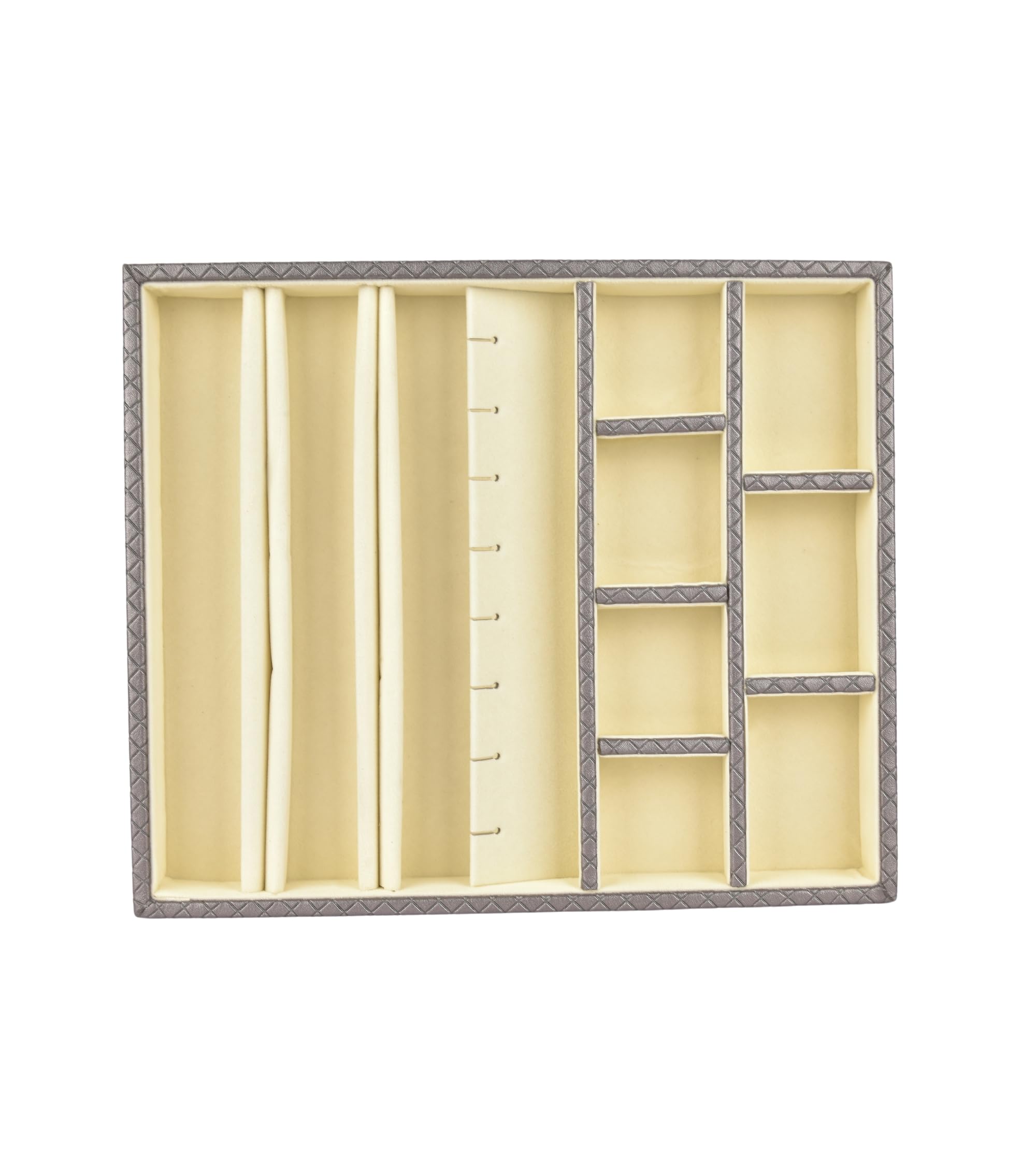 Premsons® Multi Layer Sections Jewellery Tray - Earrings Necklace Bracelet Watch and Ring Organizer - PU Leather Tray Organizer - Multipurpose Drawer Insert - Stackable Jewellery