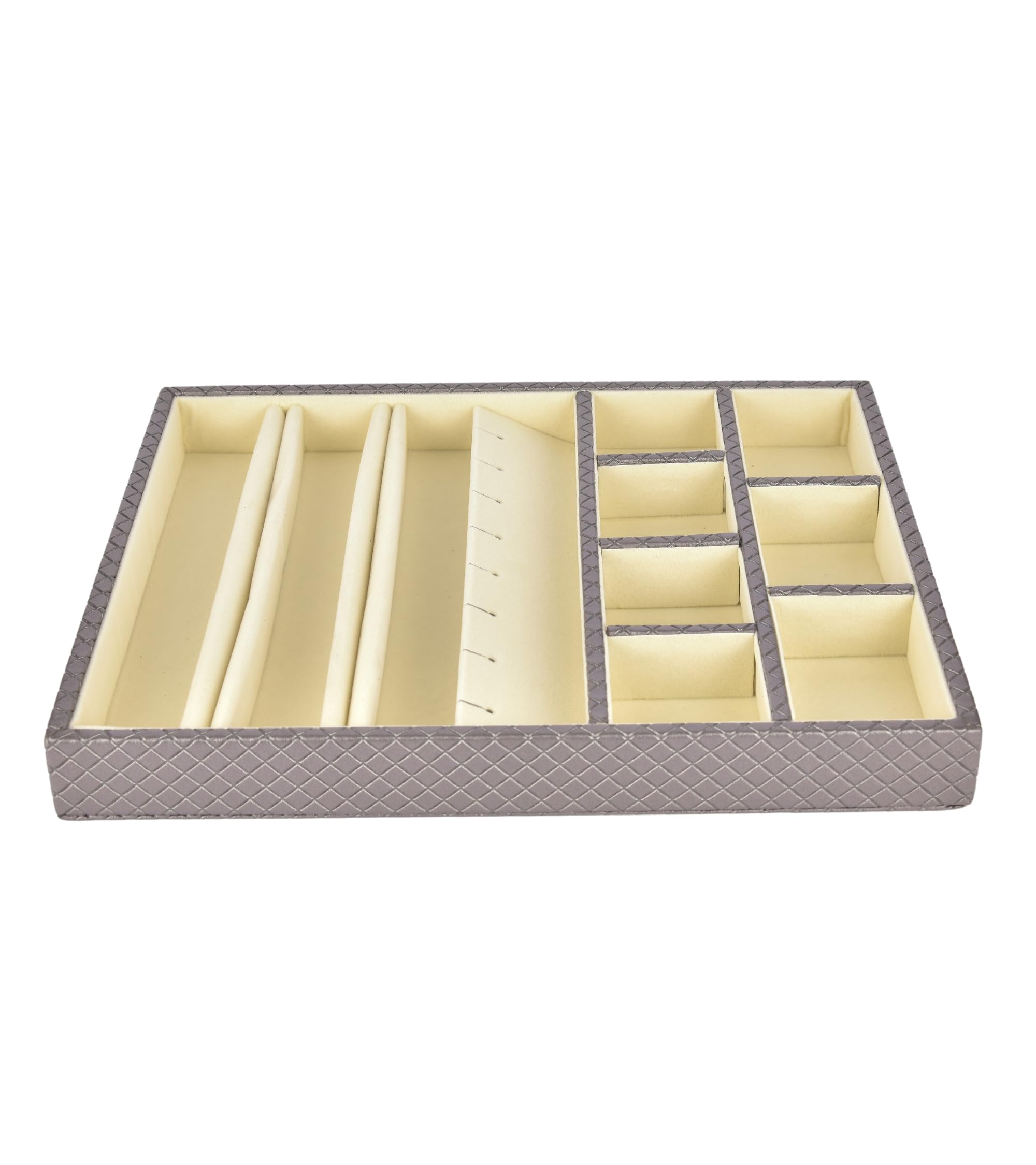 Premsons® Multi Layer Sections Jewellery Tray - Earrings Necklace Bracelet Watch and Ring Organizer - PU Leather Tray Organizer - Multipurpose Drawer Insert - Stackable Jewellery