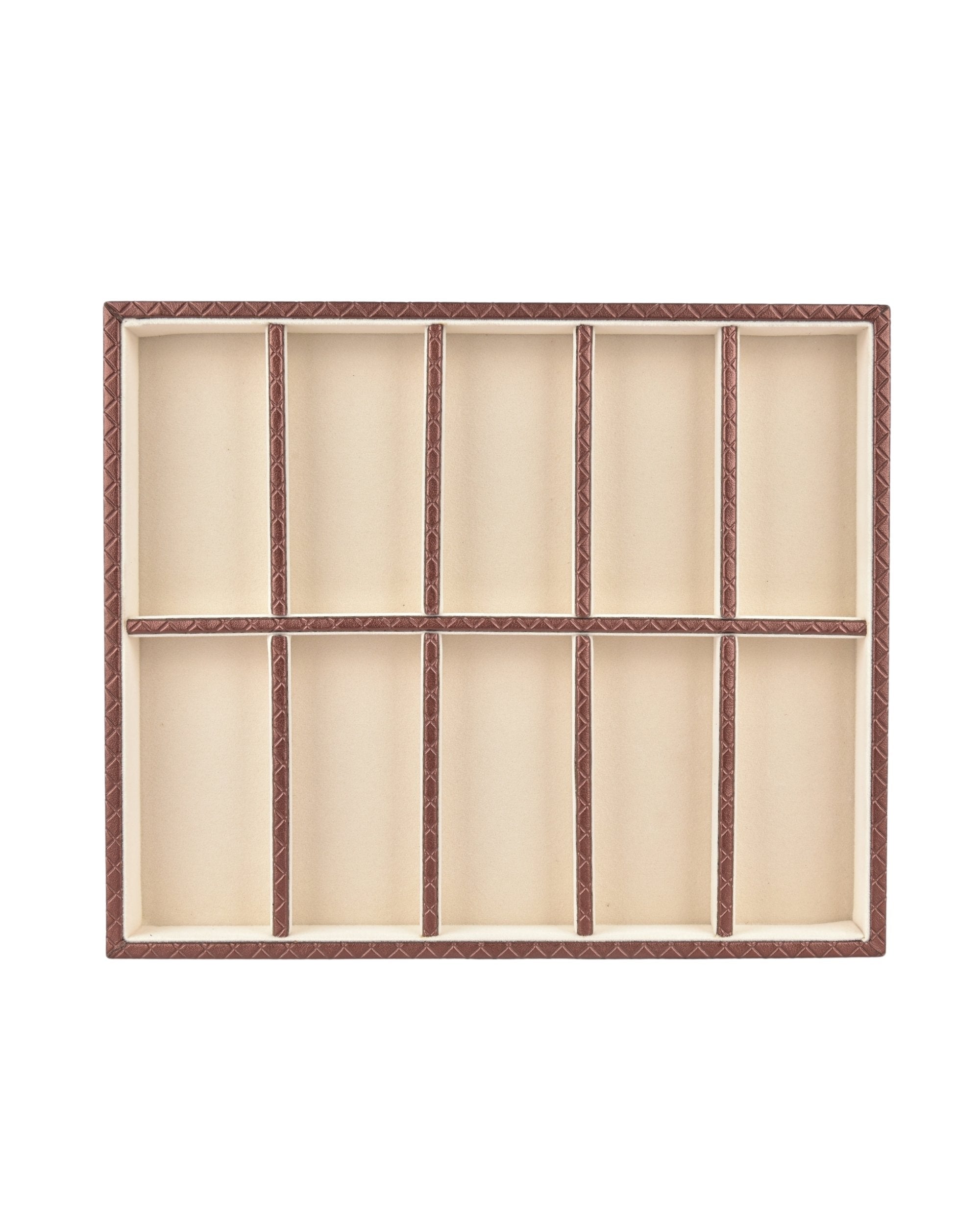 Premsons® Jewellery Tray - PU Leather Organizer - Multipurpose Drawer Insert - Stackable Jewelry Display Tray for Earring, Bangle, Bracelet,Ring, Necklace Pendant - 10 Sections