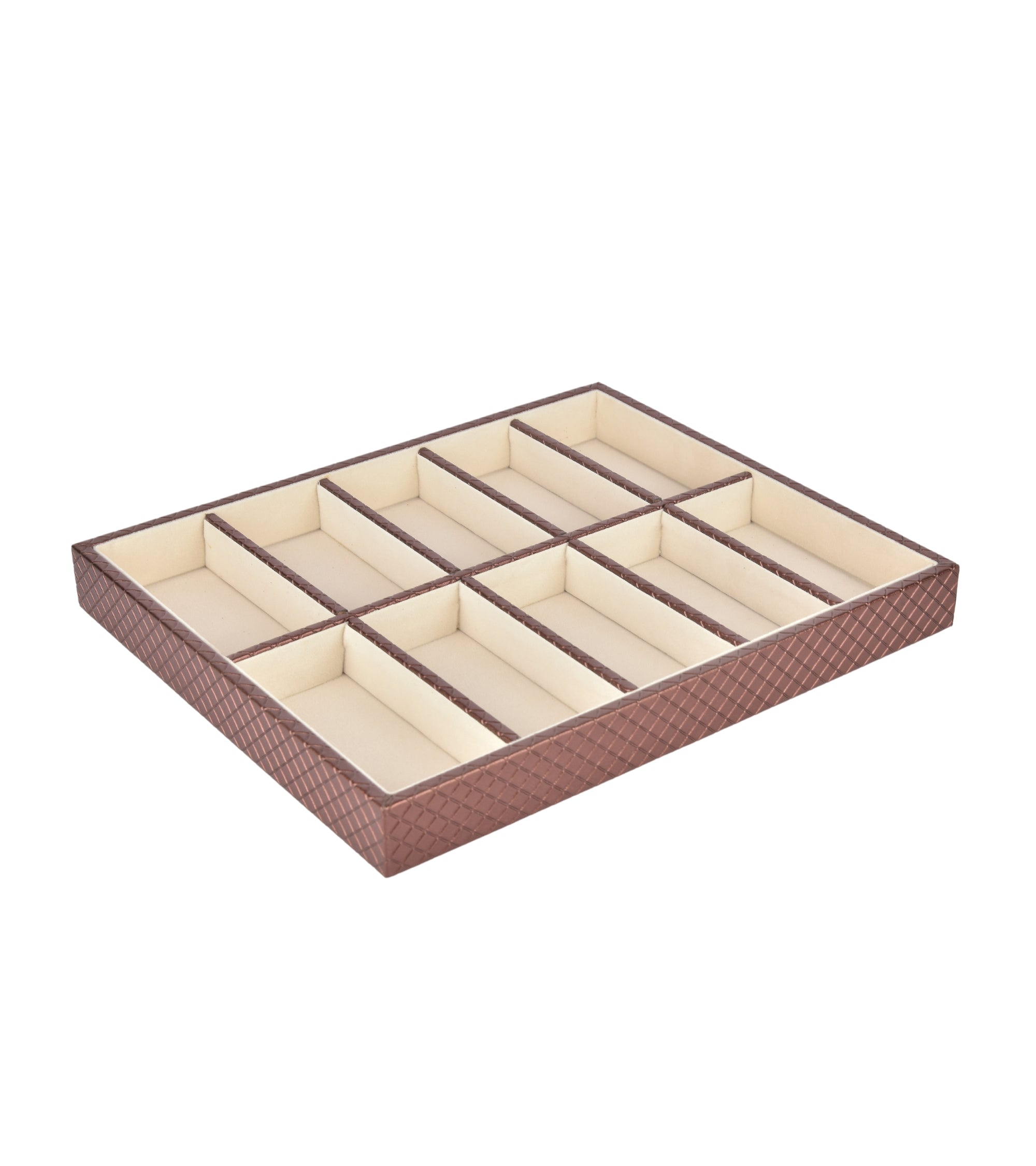 Premsons® Jewellery Tray - PU Leather Organizer - Multipurpose Drawer Insert - Stackable Jewelry Display Tray for Earring, Bangle, Bracelet,Ring, Necklace Pendant - 10 Sections
