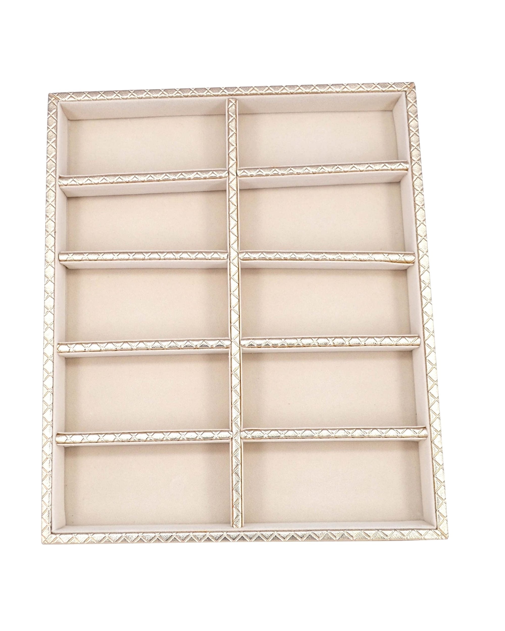 Premsons® Jewellery Tray - PU Leather Organizer - Multipurpose Drawer Insert - Stackable Jewelry Display Tray for Earring, Bangle, Bracelet,Ring, Necklace Pendant - 10 Sections