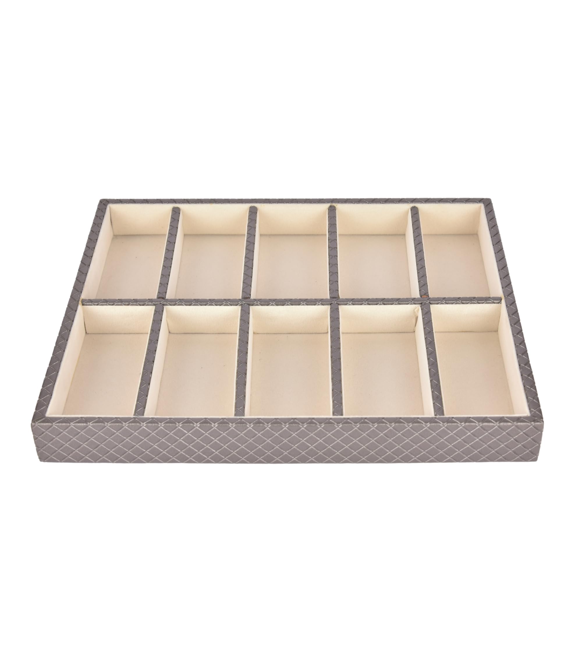 Premsons® Jewellery Tray - PU Leather Organizer - Multipurpose Drawer Insert - Stackable Jewelry Display Tray for Earring, Bangle, Bracelet,Ring, Necklace Pendant - 10 Sections