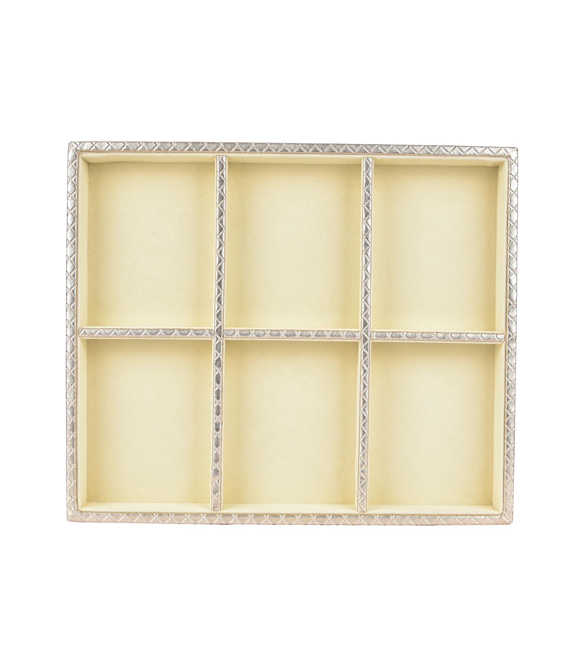 Premsons® Jewellery Tray - PU Leather Organizer - Multipurpose Drawer Insert - Stackable Jewelry Display Tray for Earring, Bangle, Bracelet,Ring, Necklace Pendant - 6 Sections