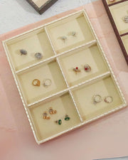 Premsons® Jewellery Tray - PU Leather Organizer - Multipurpose Drawer Insert - Stackable Jewelry Display Tray for Earring, Bangle, Bracelet,Ring, Necklace Pendant - 6 Sections