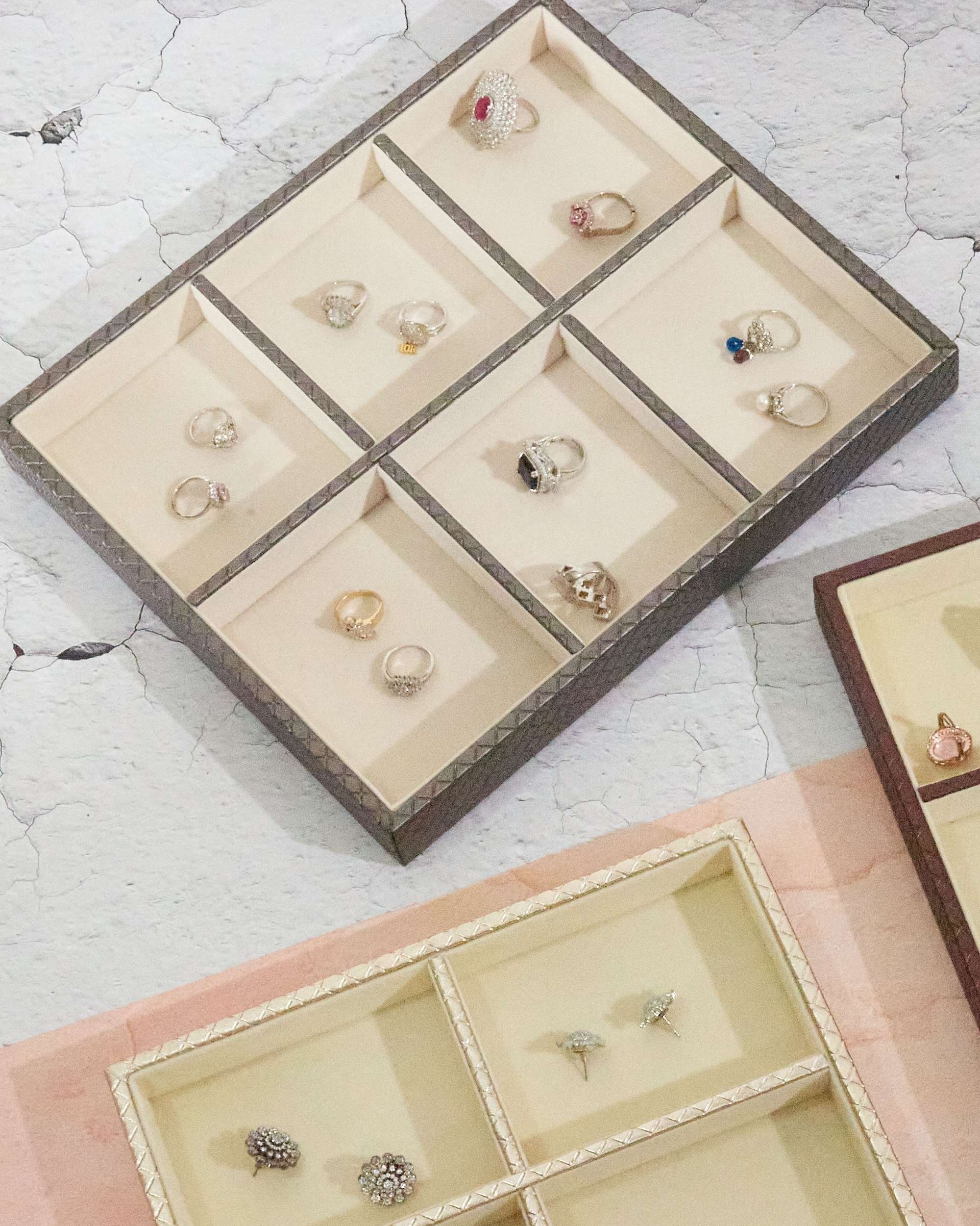 Premsons® Jewellery Tray - PU Leather Organizer - Multipurpose Drawer Insert - Stackable Jewelry Display Tray for Earring, Bangle, Bracelet,Ring, Necklace Pendant - 6 Sections