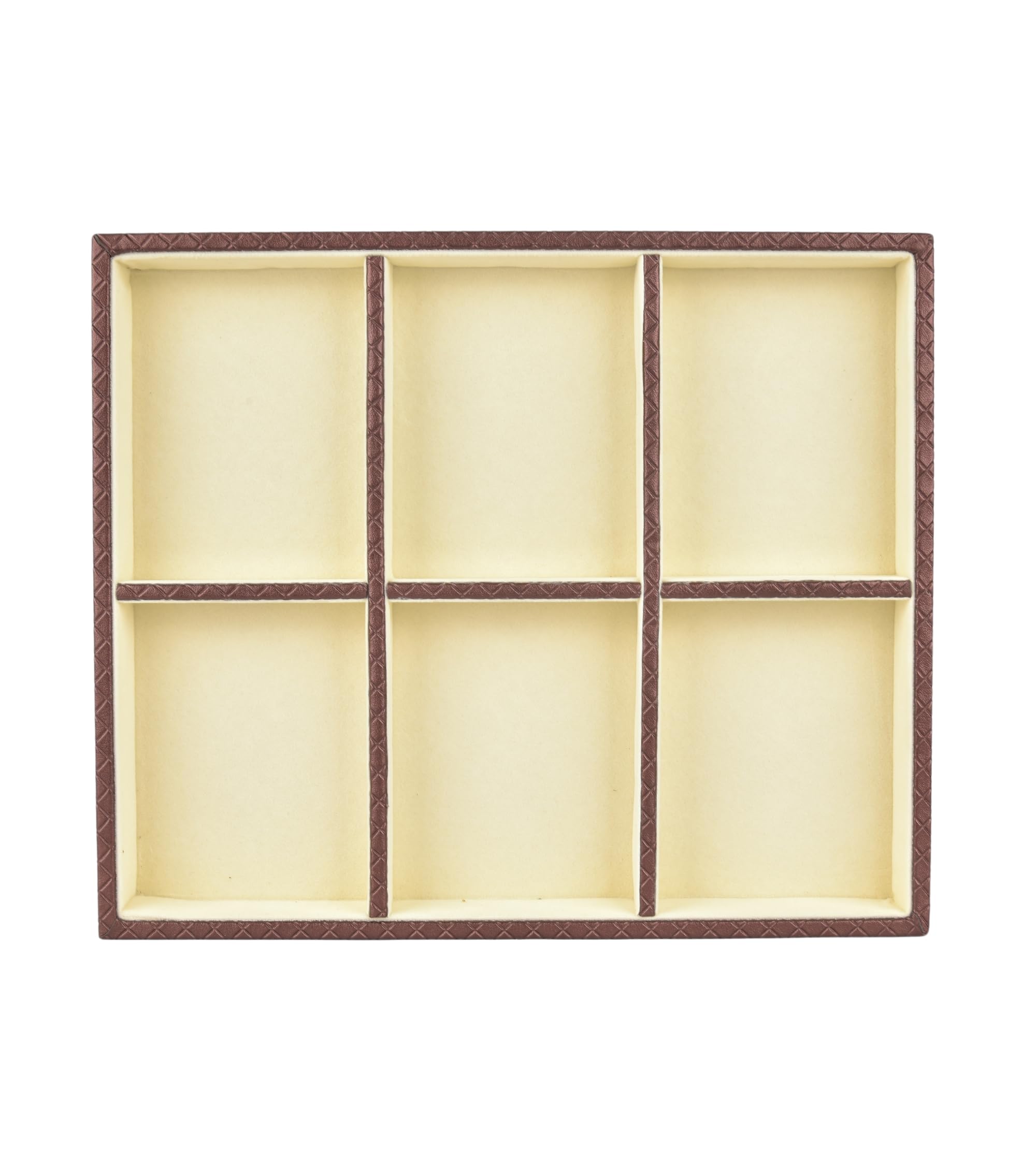 Premsons® Jewellery Tray - PU Leather Organizer - Multipurpose Drawer Insert - Stackable Jewelry Display Tray for Earring, Bangle, Bracelet,Ring, Necklace Pendant - 6 Sections