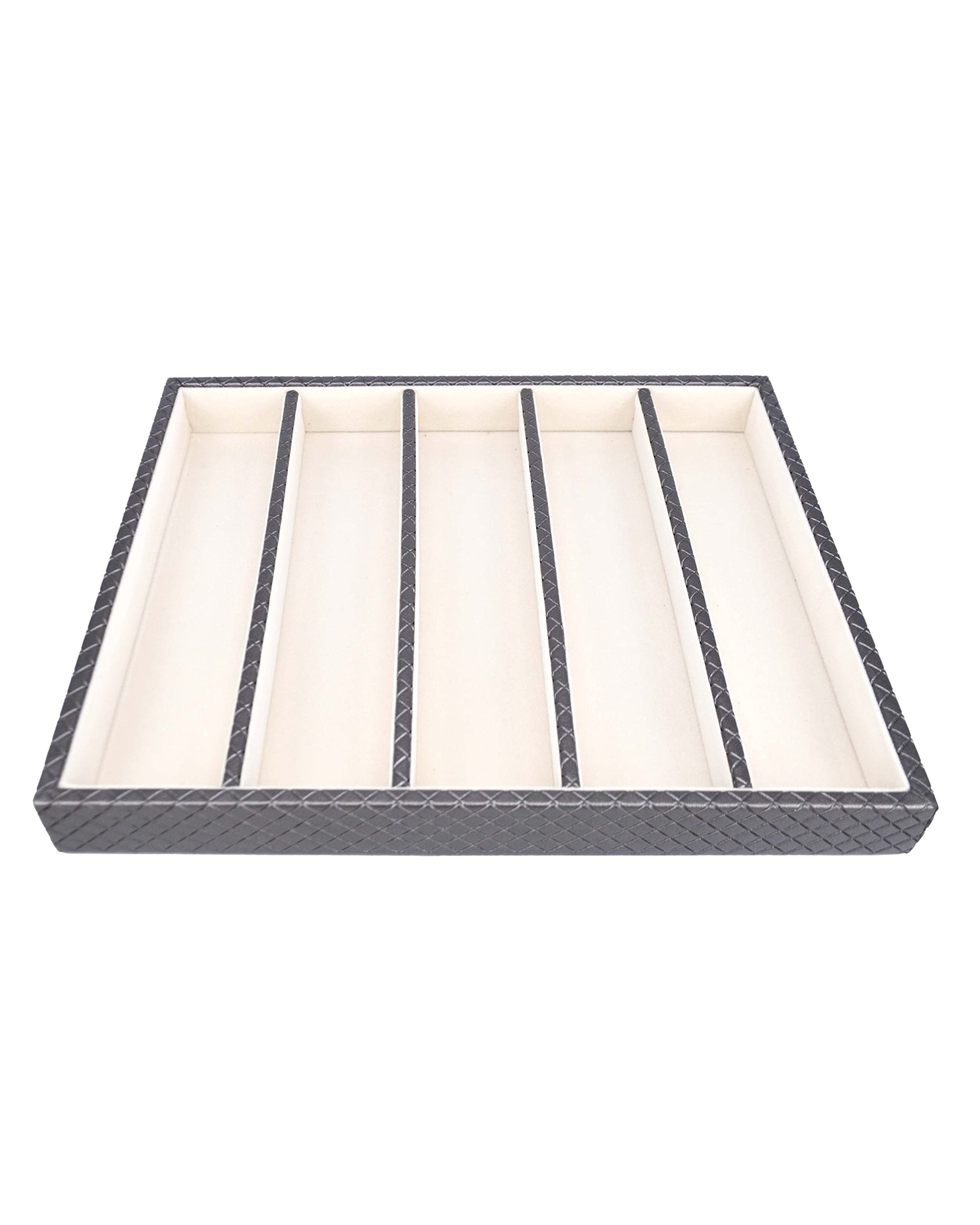 Premsons® Jewellery Tray - PU Leather Watch  Organizer - Multipurpose Drawer Insert - Stackable Jewelry Tray for Bracelet, Necklace Pendant - 5 Sections