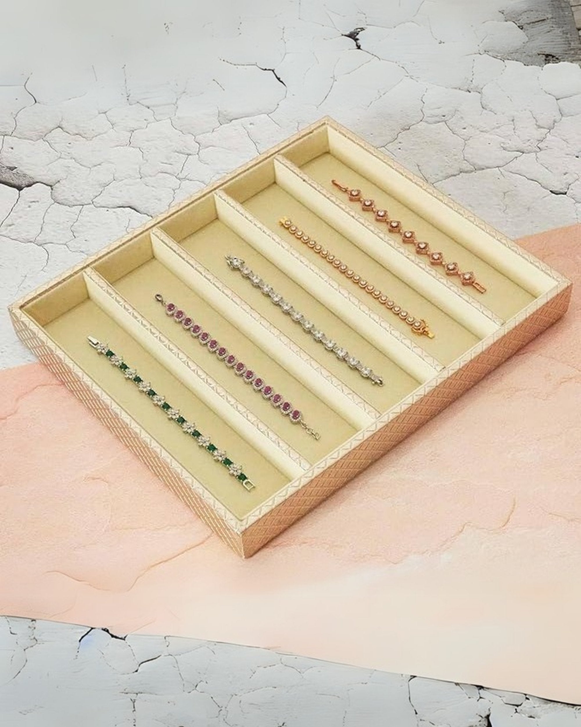 Premsons® Jewellery Tray - PU Leather Watch  Organizer - Multipurpose Drawer Insert - Stackable Jewelry Tray for Bracelet, Necklace Pendant - 5 Sections