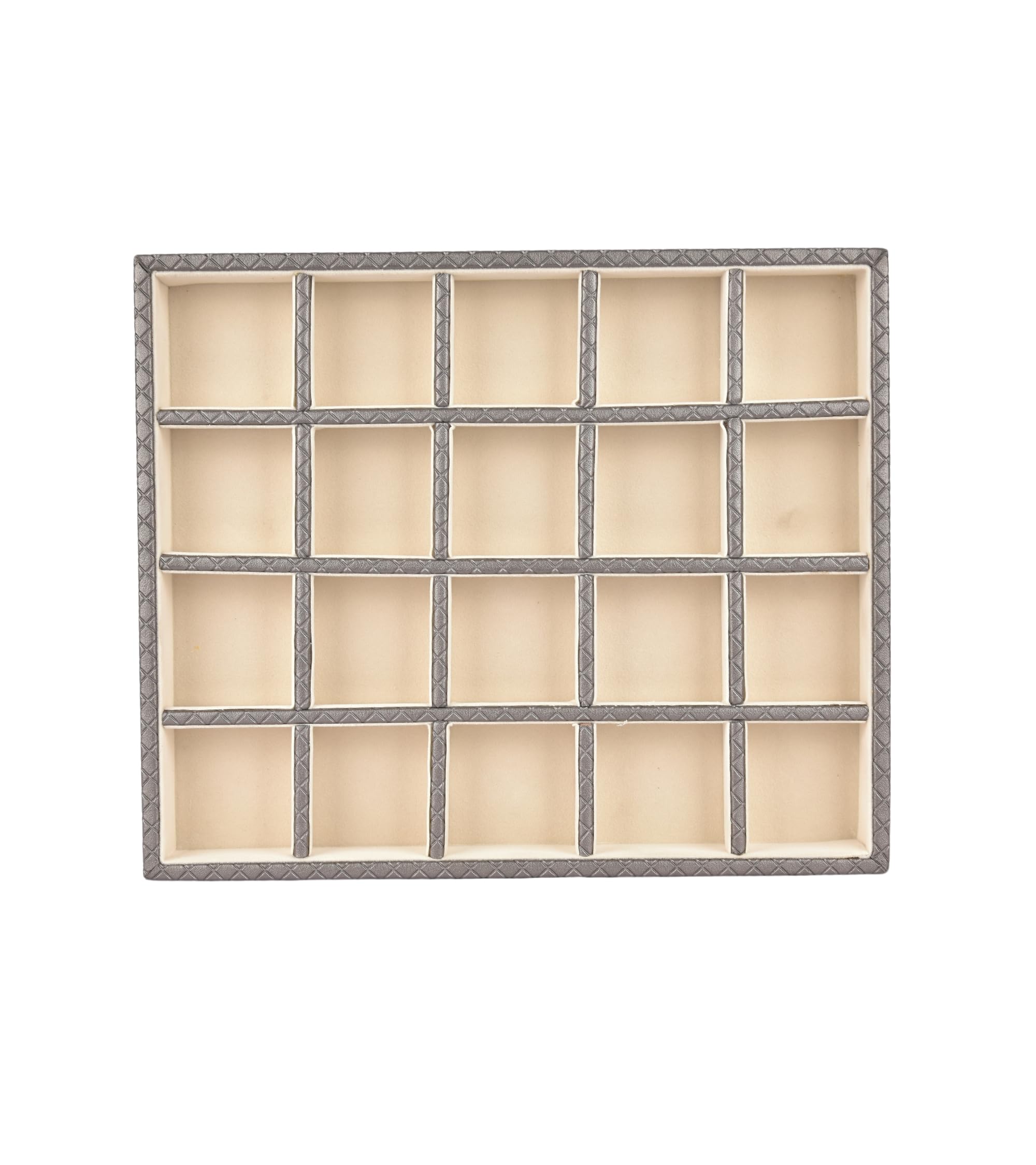 Premsons® Jewellery Tray - PU Leather Ring Tray Organizer - Multipurpose Stackable Jewelry Display Tray for Ring, Earring, Necklace Pendant - 20 Sections Vegan leather tray