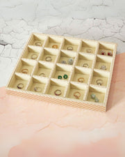 Premsons® Jewellery Tray - PU Leather Ring Tray Organizer - Multipurpose Stackable Jewelry Display Tray for Ring, Earring, Necklace Pendant - 20 Sections Vegan leather tray