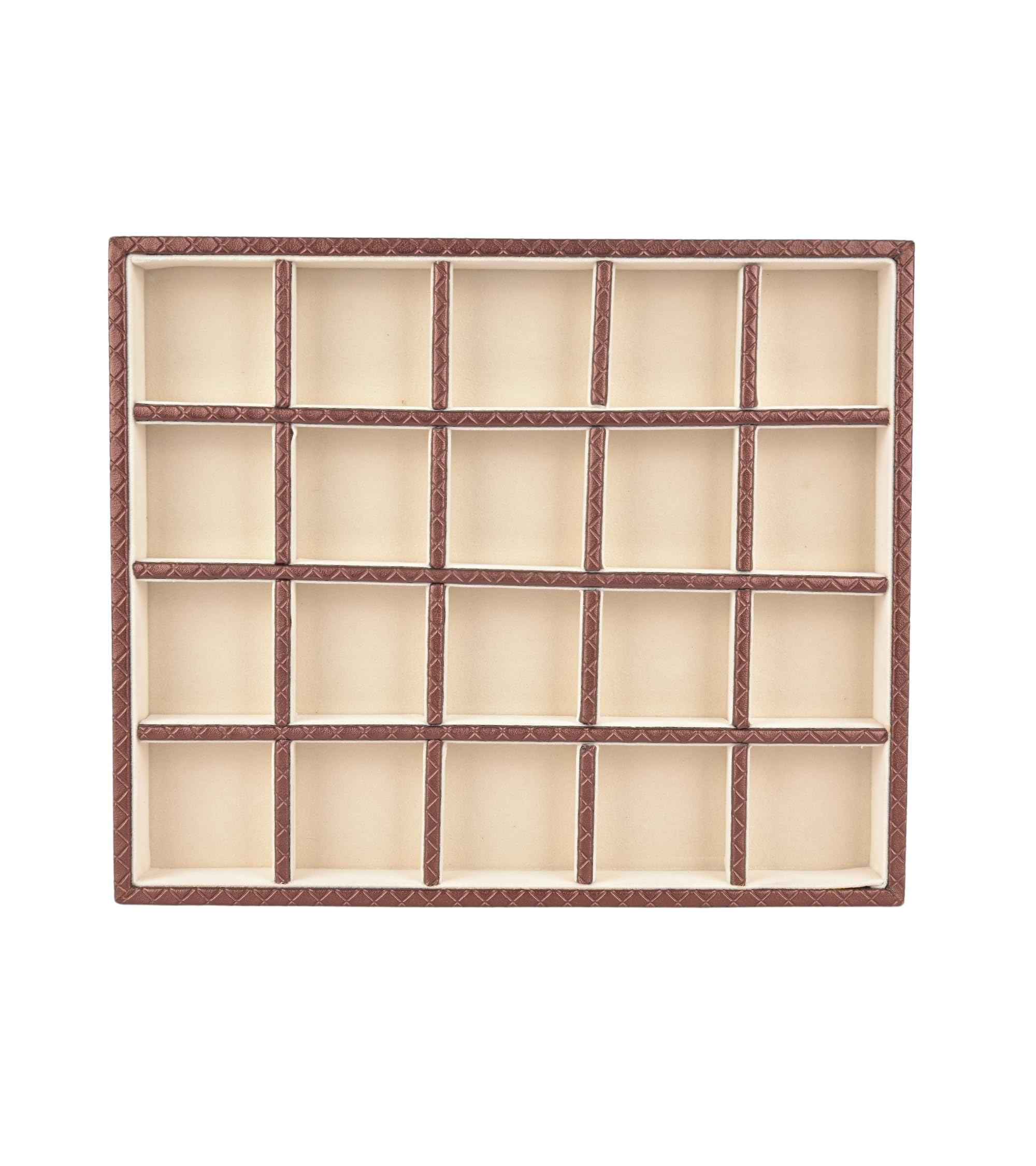 Premsons® Jewellery Tray - PU Leather Ring Tray Organizer - Multipurpose Stackable Jewelry Display Tray for Ring, Earring, Necklace Pendant - 20 Sections Vegan leather tray