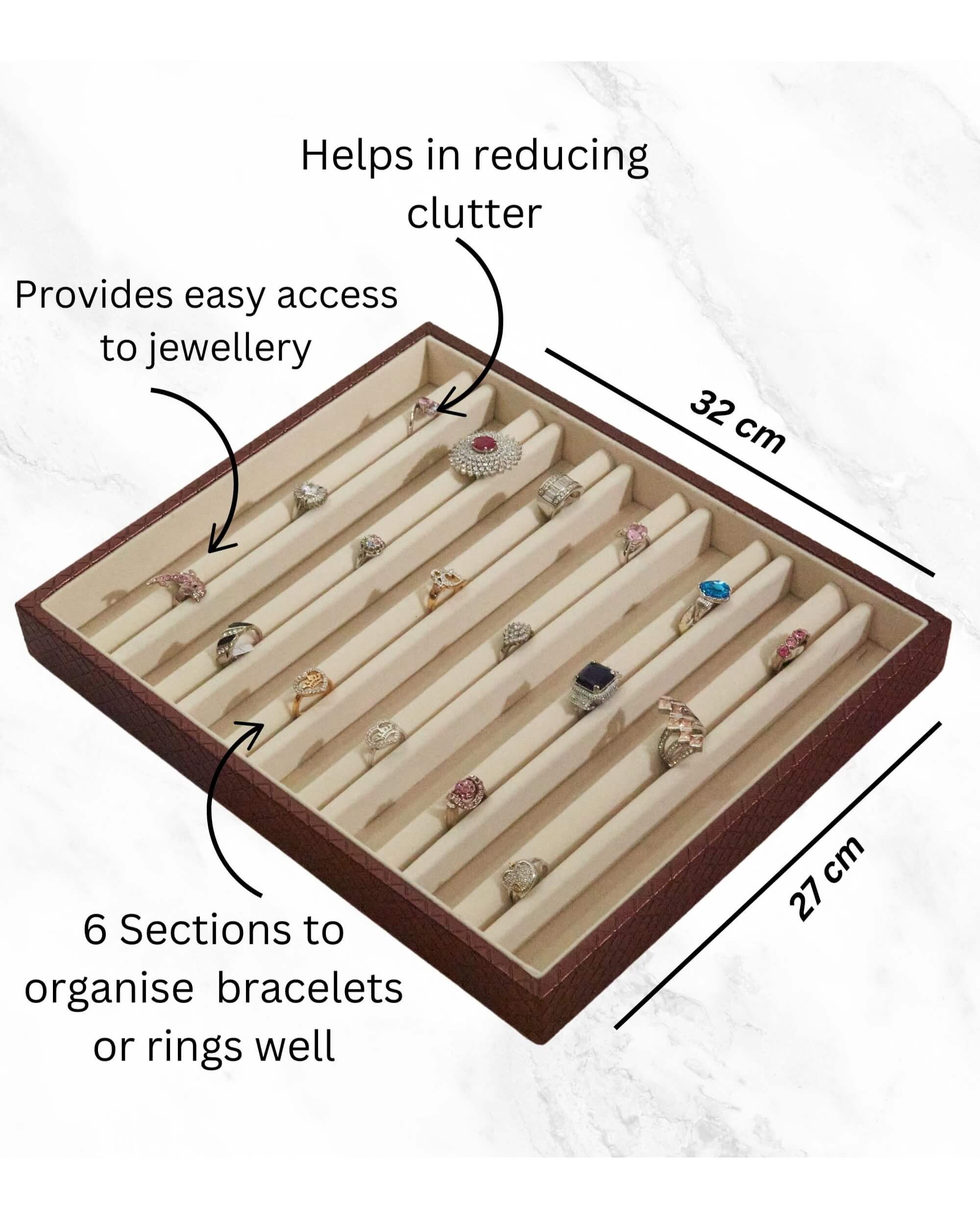 Premsons® Jewellery Tray - PU Leather Watch Tray Organizer - Multipurpose Drawer Insert - Stackable Jewellery Display Tray for Earring ,Bracelet ,Necklace Pendant - 7 Sections