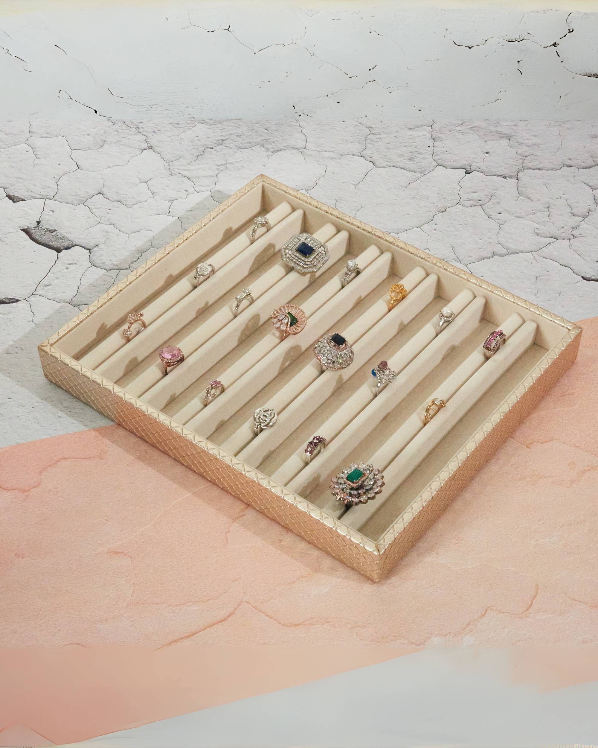 Premsons® Jewellery Tray - PU Leather Watch Tray Organizer - Multipurpose Drawer Insert - Stackable Jewellery Display Tray for Earring ,Bracelet ,Necklace Pendant - 7 Sections