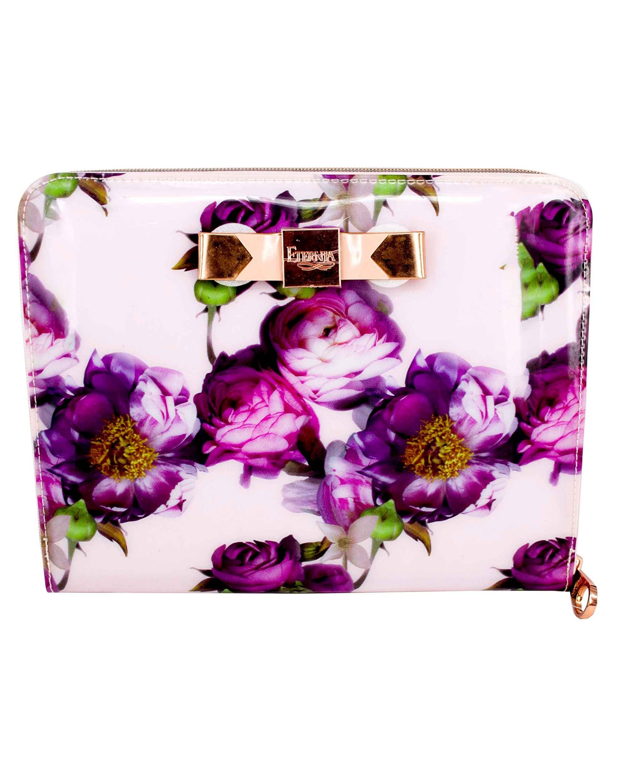 Eternia® Floral iPad & Tablet Carry Bag – Light Pink with Purple Floral Print | Stylish & Protective Sleeve for iPad Mini and Other Tablets