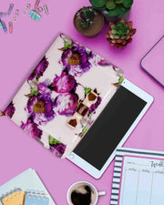 Eternia® Floral iPad & Tablet Carry Bag – Light Pink with Purple Floral Print | Stylish & Protective Sleeve for iPad Mini and Other Tablets