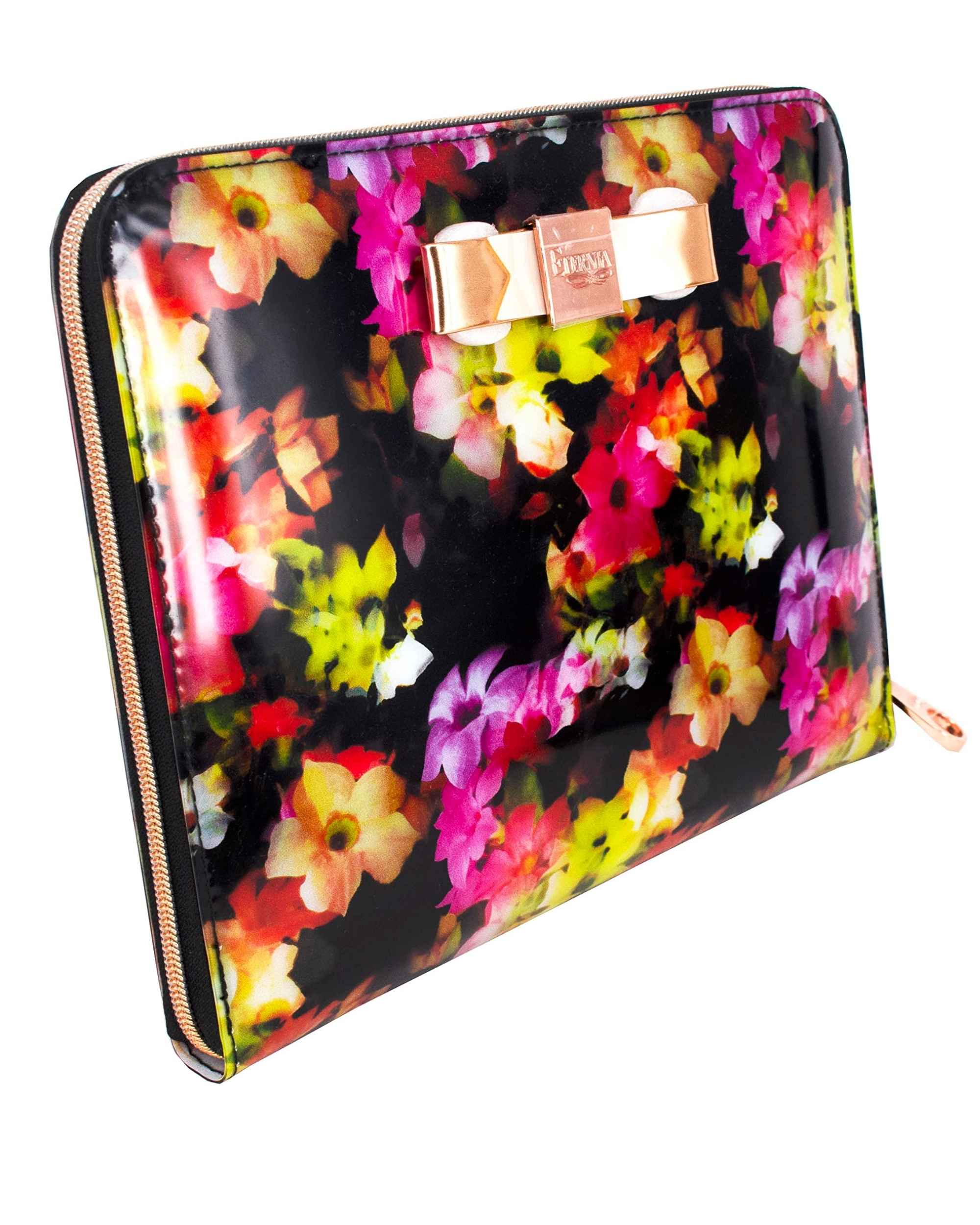 Eternia® Floral iPad & Tablet Carry Bag – Black with Multicolour Floral Print | Stylish, Protective, and Water-Resistant Sleeve for iPad Mini and Other Tablets