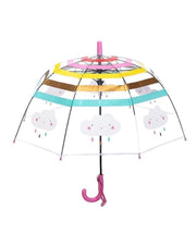 Premsons® Magic Cloud Clear Rainbow Transparent Umbrellas With Handle for Girls -(Pink)