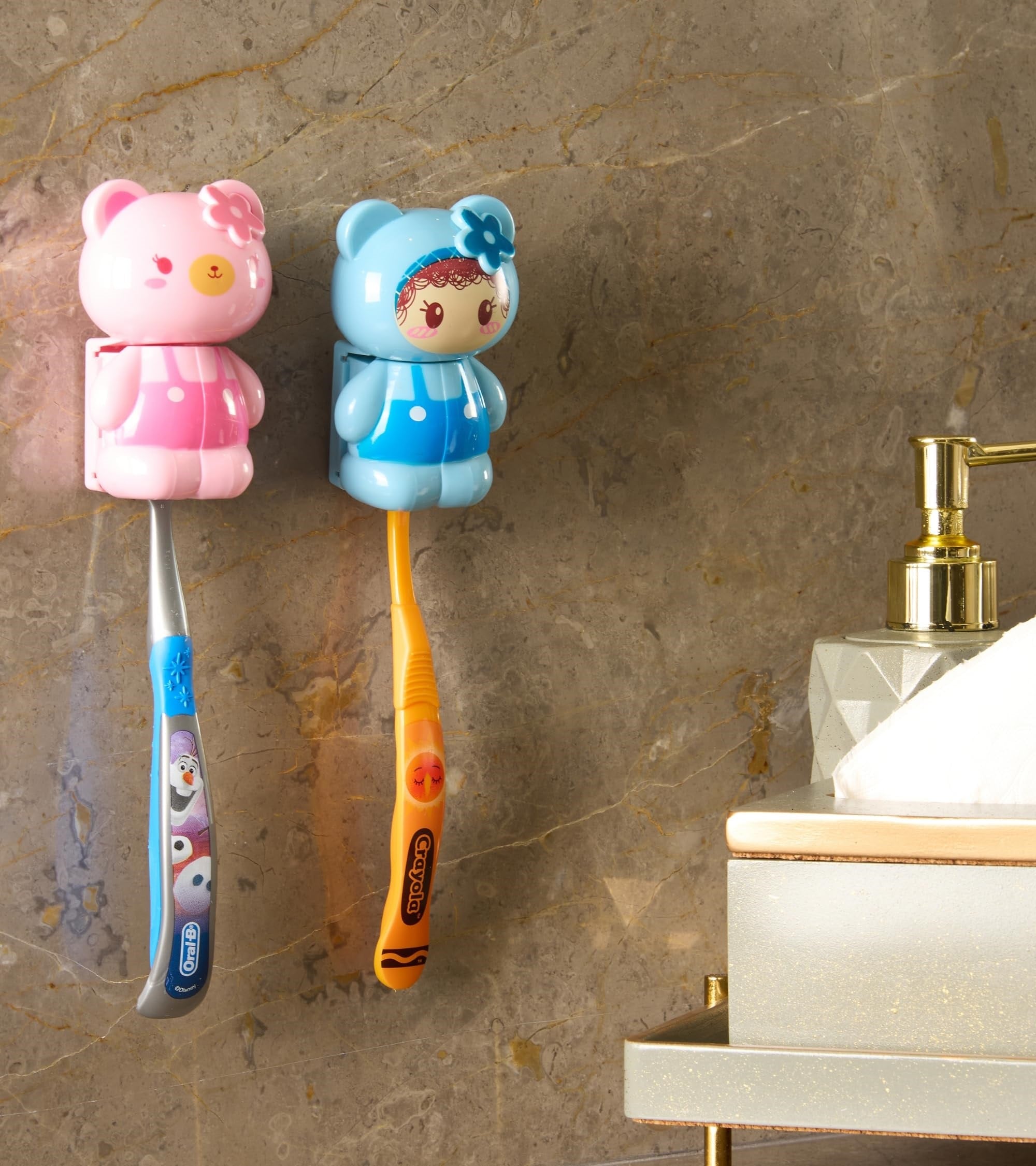 Premsons® Cartoon Toothbrush Holder - Cute Character Toothbrush Case with Suction Cup for Kids - Fun Bathroom Accessory for Home Decor - Sturdy Toothbrush Storage Organizer
