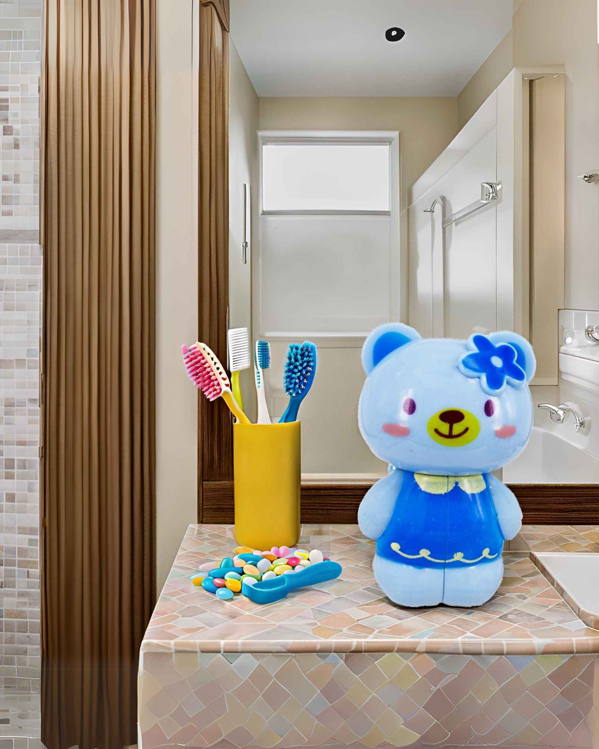 Premsons® Cartoon Toothbrush Holder - Cute Character Toothbrush Case with Suction Cup for Kids - Fun Bathroom Accessory for Home Decor - Sturdy Toothbrush Storage Organizer