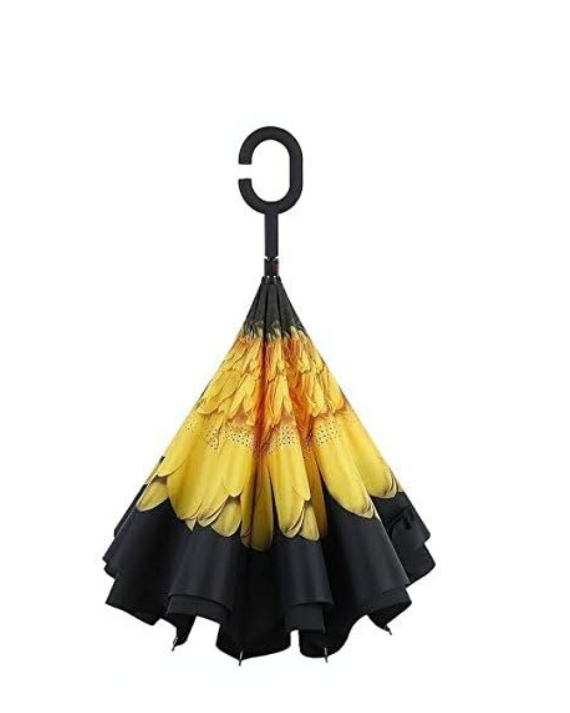 Upside Down® Inverted Umbrella with Flower Print – Windproof Double Layer Rain Protection with Hands-Free C-Shaped Handle | Reverse Closing Umbrella for Car, Travel & Daily Use