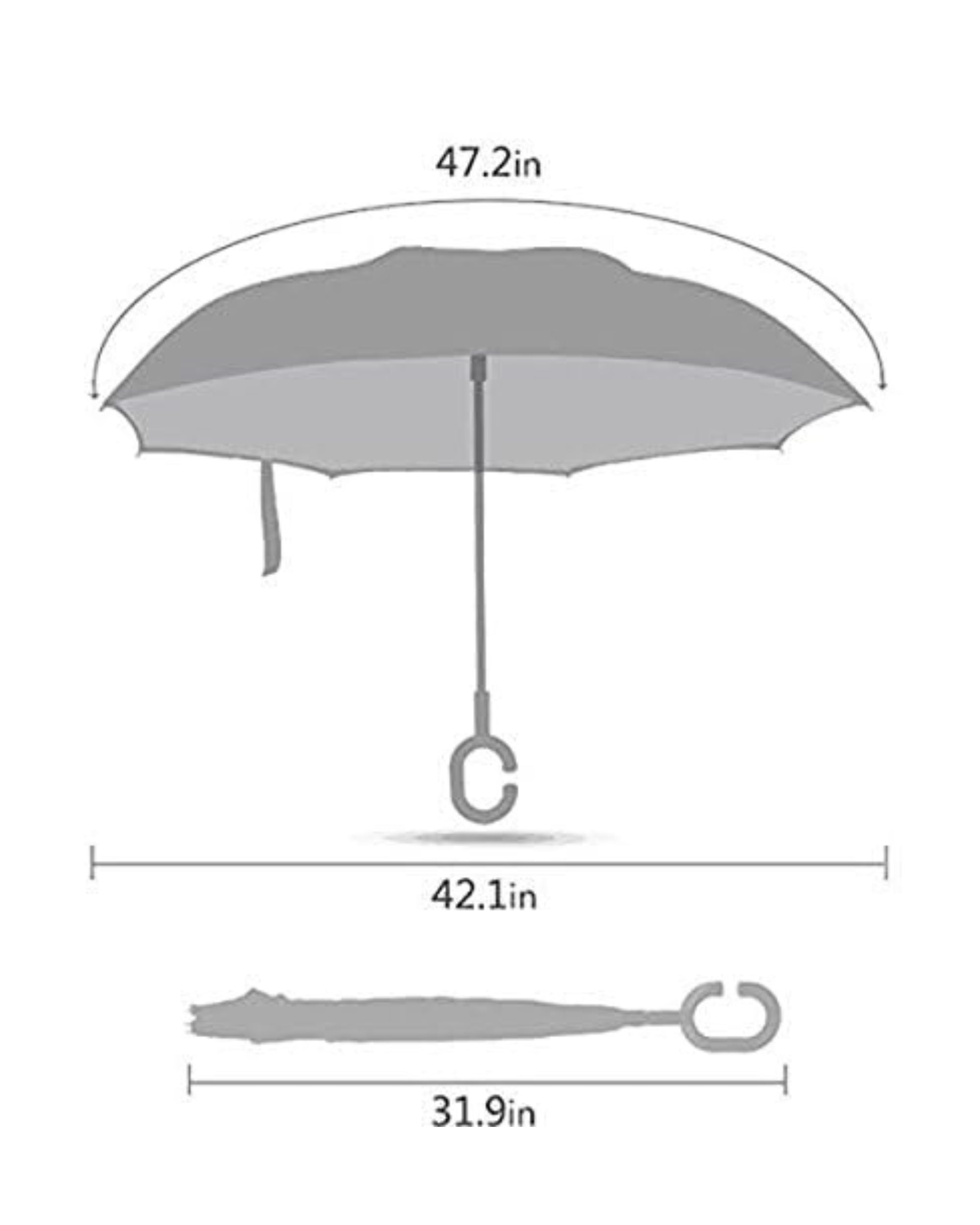 Upside Down® Windproof Inverted Umbrella – Double Layer Rain Umbrella with Floral Print | C-Shaped Handle for Hands-Free Use – Reverse Folding for Car & Travel