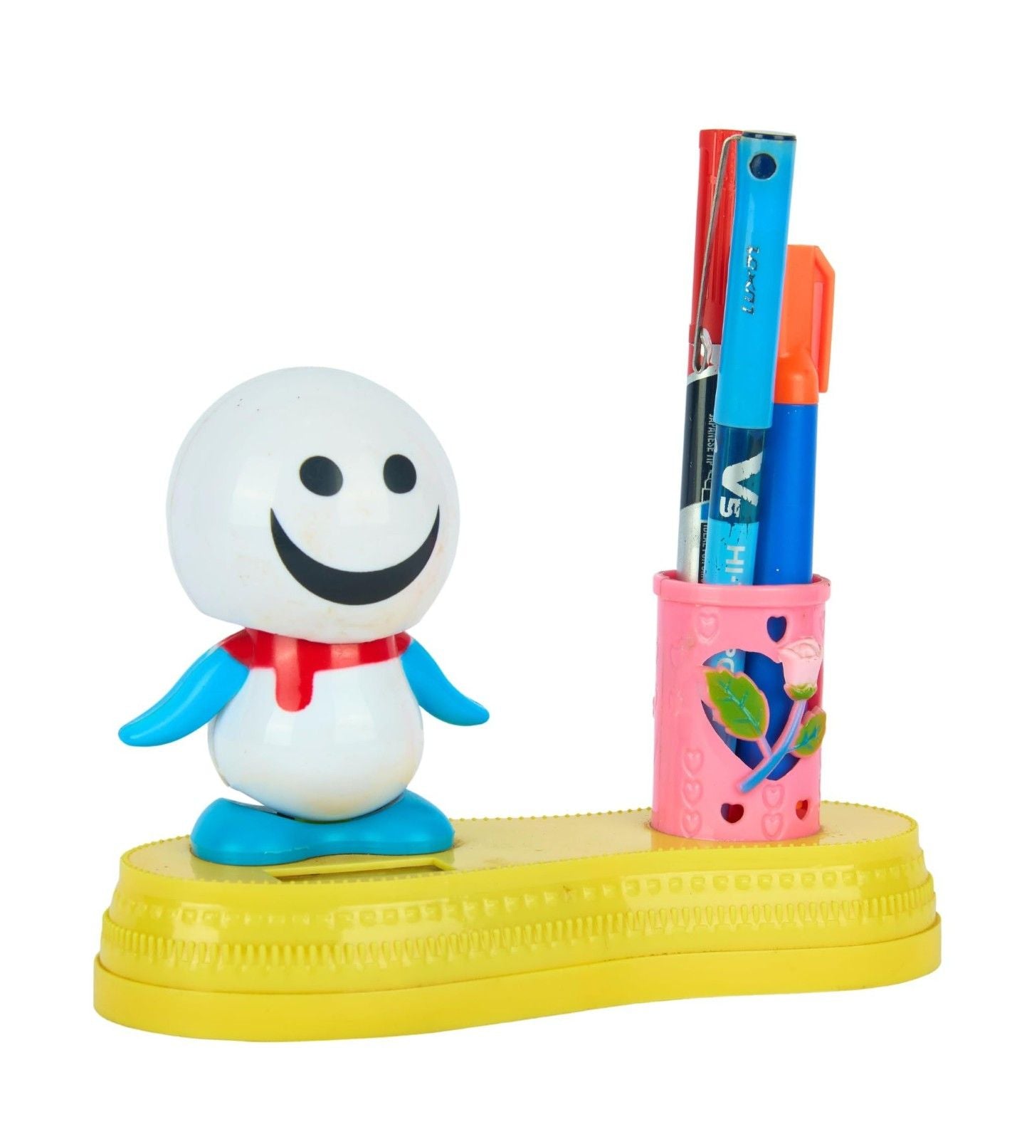 Premsons® Happy Face Bobblehead with Pen Holder – Cheerful Desk Organizer for Office, Kitchen, School