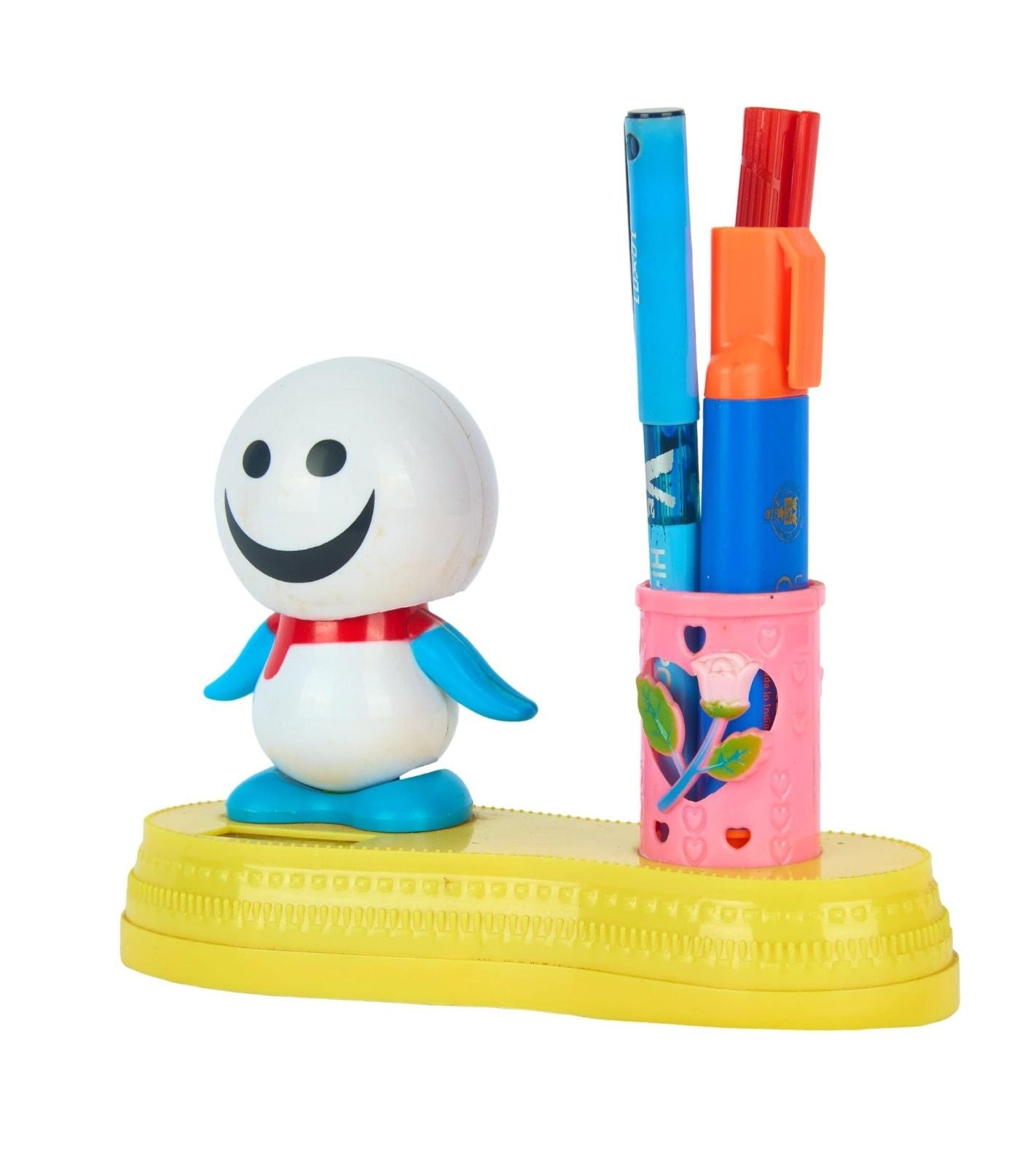 Premsons® Happy Face Bobblehead with Pen Holder – Cheerful Desk Organizer for Office, Kitchen, School