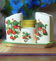 Premsons® Ceramic Salt and Pepper Shaker/Dispenser Set with Toothpick Holder – Elegant Tabletop Spice Set for Dining Table & Kitchen Décor