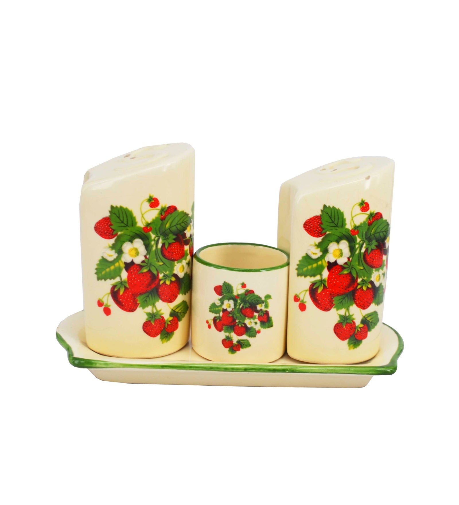Premsons® Ceramic Salt and Pepper Shaker/Dispenser Set with Toothpick Holder – Elegant Tabletop Spice Set for Dining Table & Kitchen Décor
