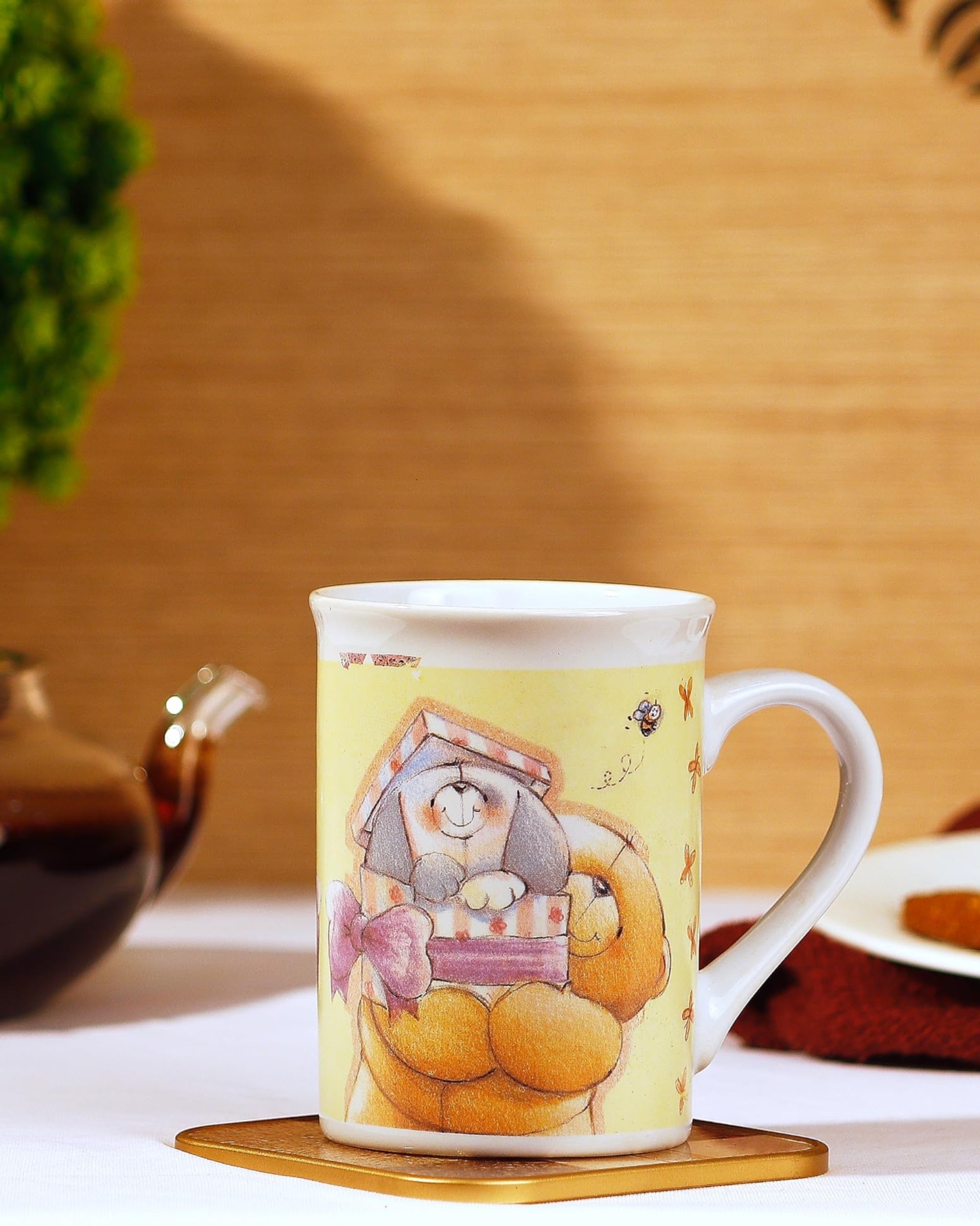 Premsons® Teddy Bear Print Ceramic Coffee Mug – 300ml Cute Brown & White Mug for Daily Use at Home & Office | Stylish Gift for All Occasions