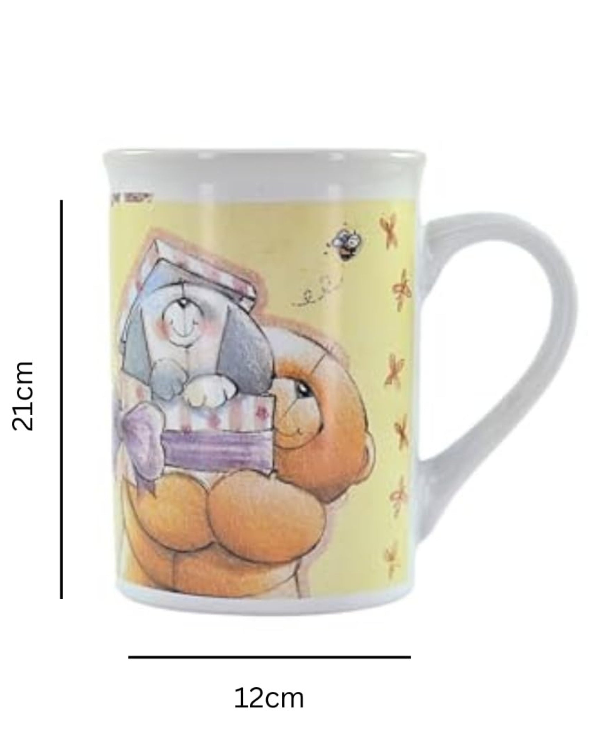 Premsons® Teddy Bear Print Ceramic Coffee Mug – 300ml Cute Brown & White Mug for Daily Use at Home & Office | Stylish Gift for All Occasions