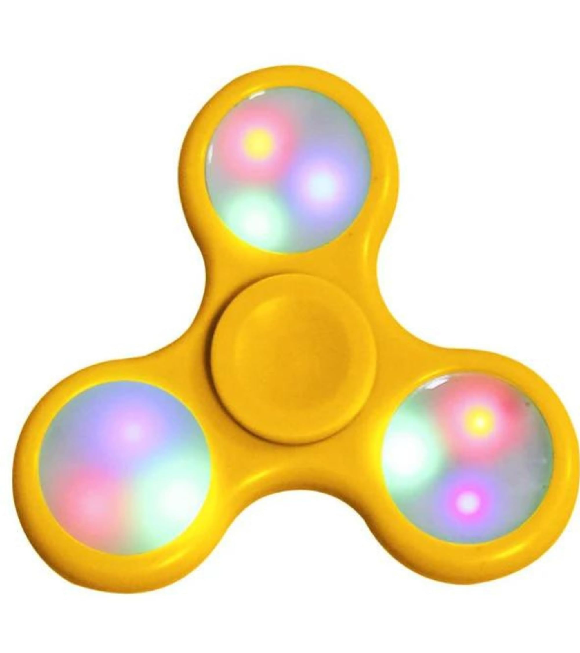 Premsons® Hand Spinner Desk Toy - High Speed Smooth Finger Spin Sensory Fidget Stress Relief Game Play for Kids & Adults - Birthday Party Gift - with Lights - Yellow