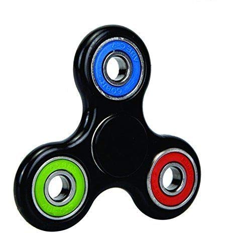 Premsons® Hand Spinner Desk Toy - High Speed Smooth Finger Spin Sensory Fidget Stress Relief Game Play for Kids & Adults - Birthday Party Gift - Four Bearing - Black + BGR Multicolour Bearing