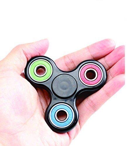 Premsons® Hand Spinner Desk Toy - High Speed Smooth Finger Spin Sensory Fidget Stress Relief Game Play for Kids & Adults - Birthday Party Gift - Four Bearing - Black + BGR Multicolour Bearing
