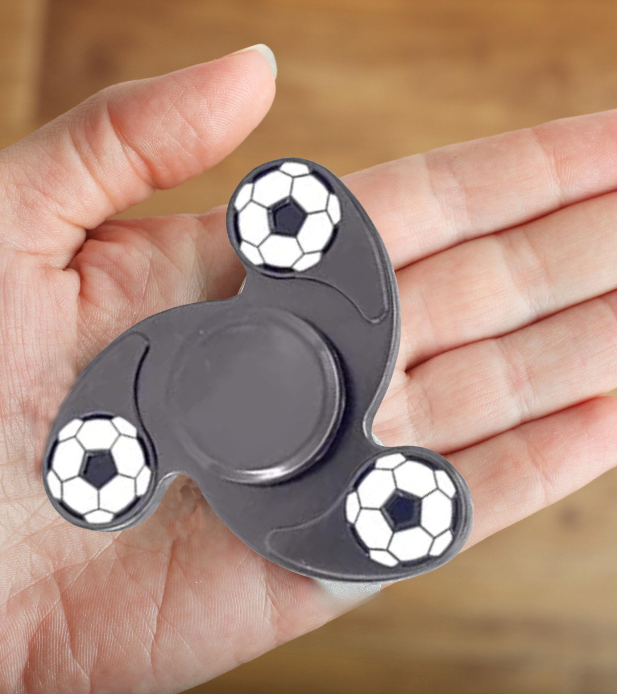Premsons® Hand Spinner Desk Toy - High Speed Smooth Finger Spin Sensory Fidget Stress Relief Game Play for Kids & Adults - Birthday Party Gift - Metal - Grey Football