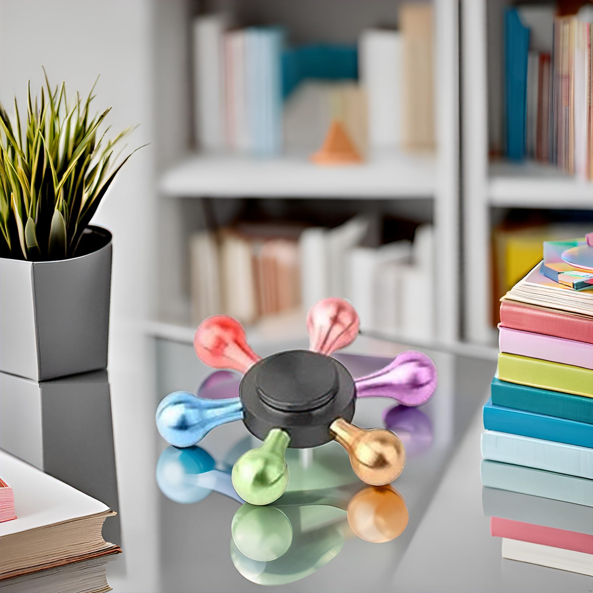 Premsons® Hand Spinner Desk Toy - High Speed Smooth Finger Spin Sensory Fidget Stress Relief Game Play for Kids & Adults - Birthday Party Gift - Metal - Black + Multicolour Wings