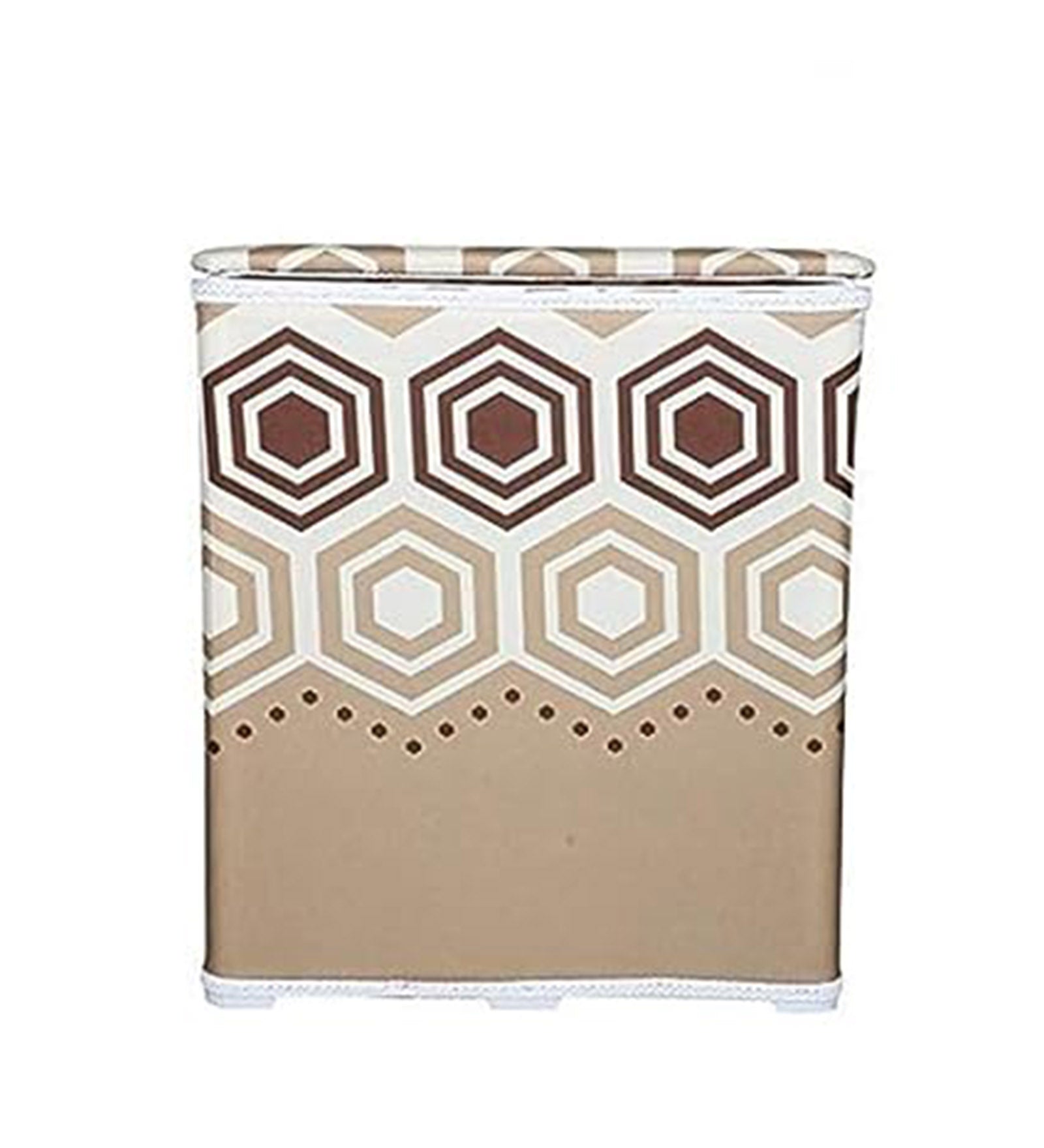 Premsons® Foldable Fabric Laundry Basket – Durable Storage Hamper for Clothes, Toys & More – Hexagon Design in Beige & Brown
