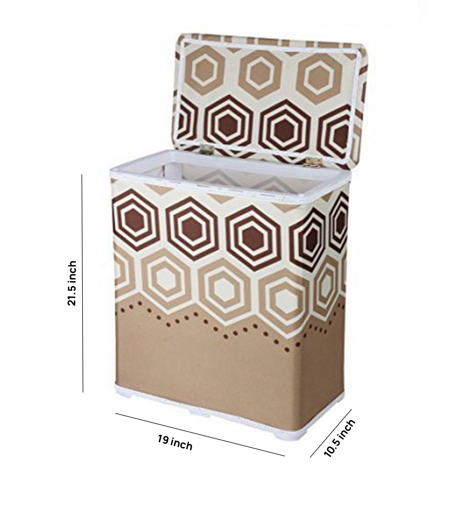 Premsons® Foldable Fabric Laundry Basket – Durable Storage Hamper for Clothes, Toys & More – Hexagon Design in Beige & Brown