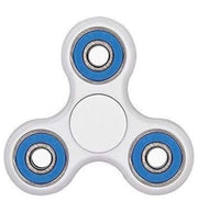 White three-armed hand spinner with blue bearing centers