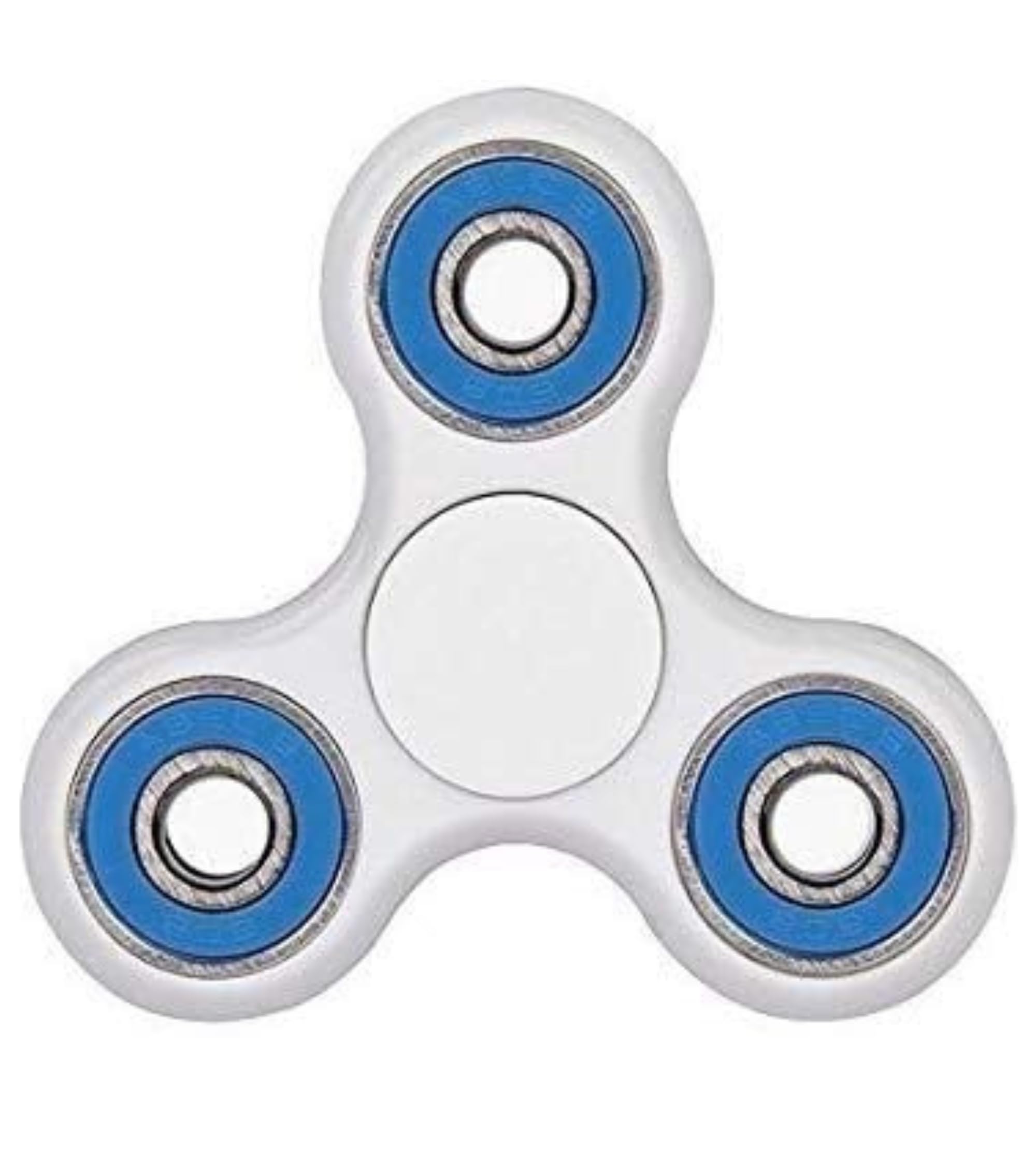 Premsons® Hand Spinner Desk Toy - High Speed Smooth Finger Spin Sensory Fidget Stress Relief Game Play for Kids & Adults - Birthday Party Gift - Four Bearing - White + Blue Bearing