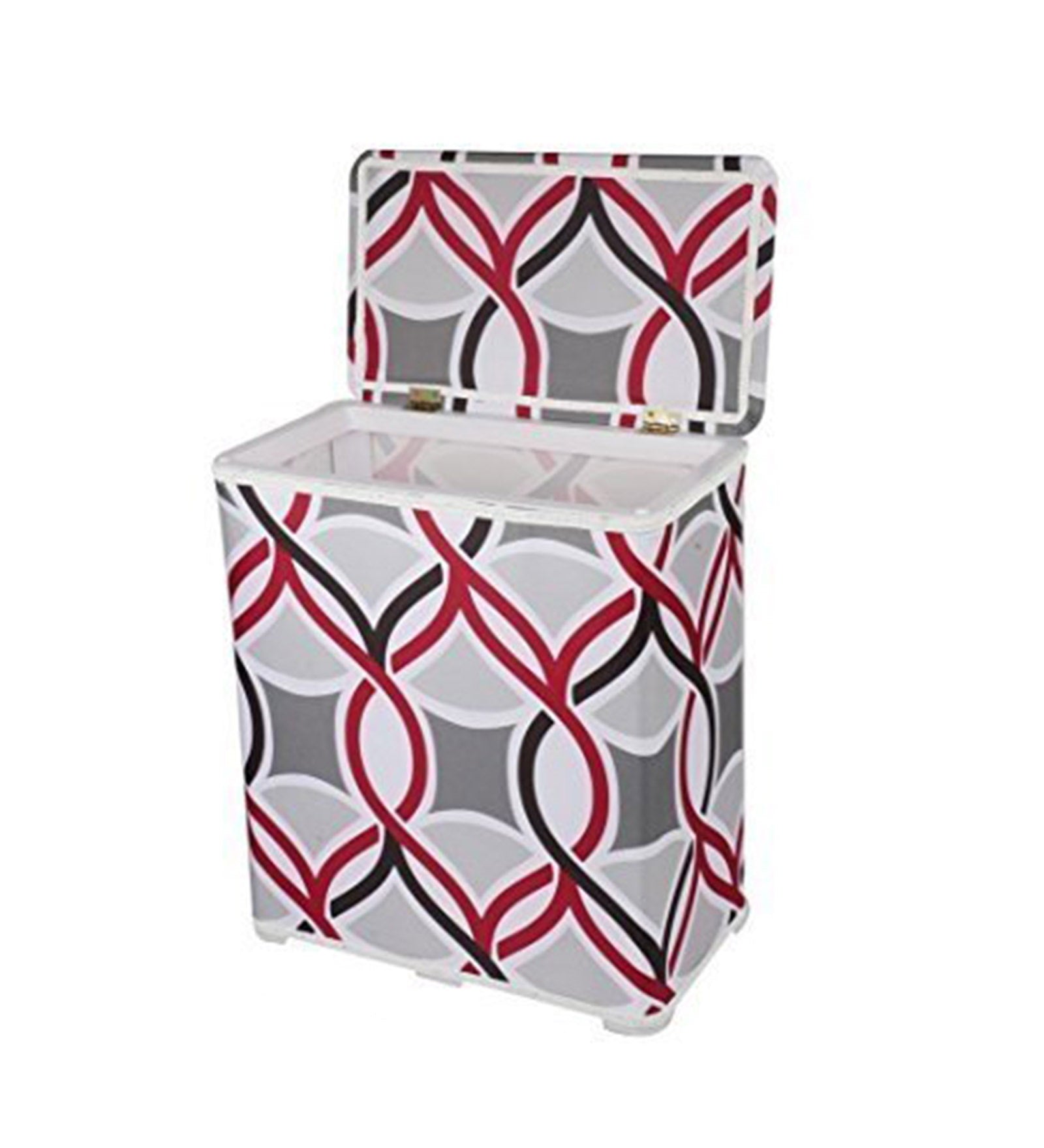 Premsons® Foldable Fabric Laundry Basket – Durable Storage Hamper for Clothes, Toys & More – Lattice Design in Grey & Red