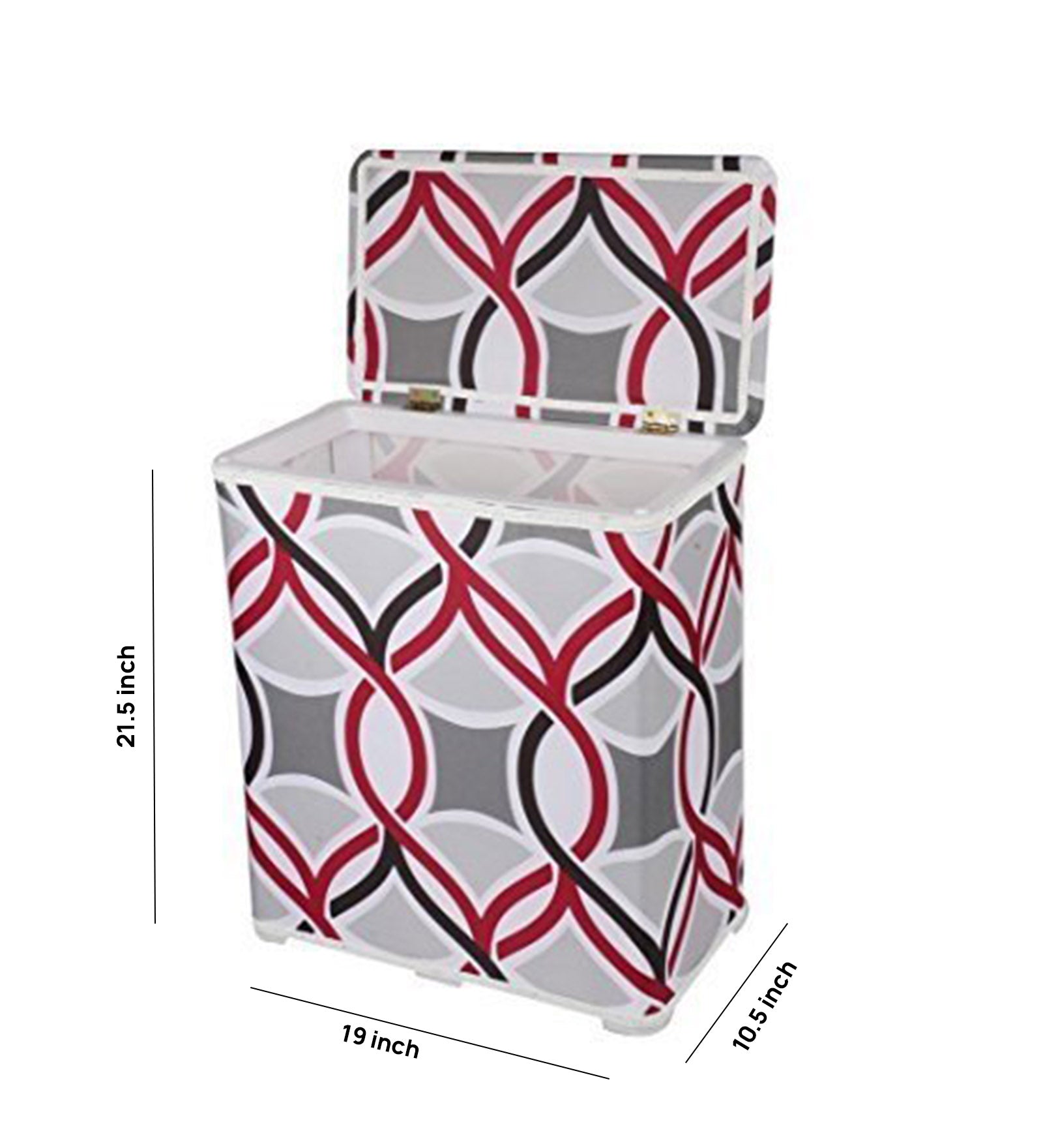 Premsons® Foldable Fabric Laundry Basket – Durable Storage Hamper for Clothes, Toys & More – Lattice Design in Grey & Red
