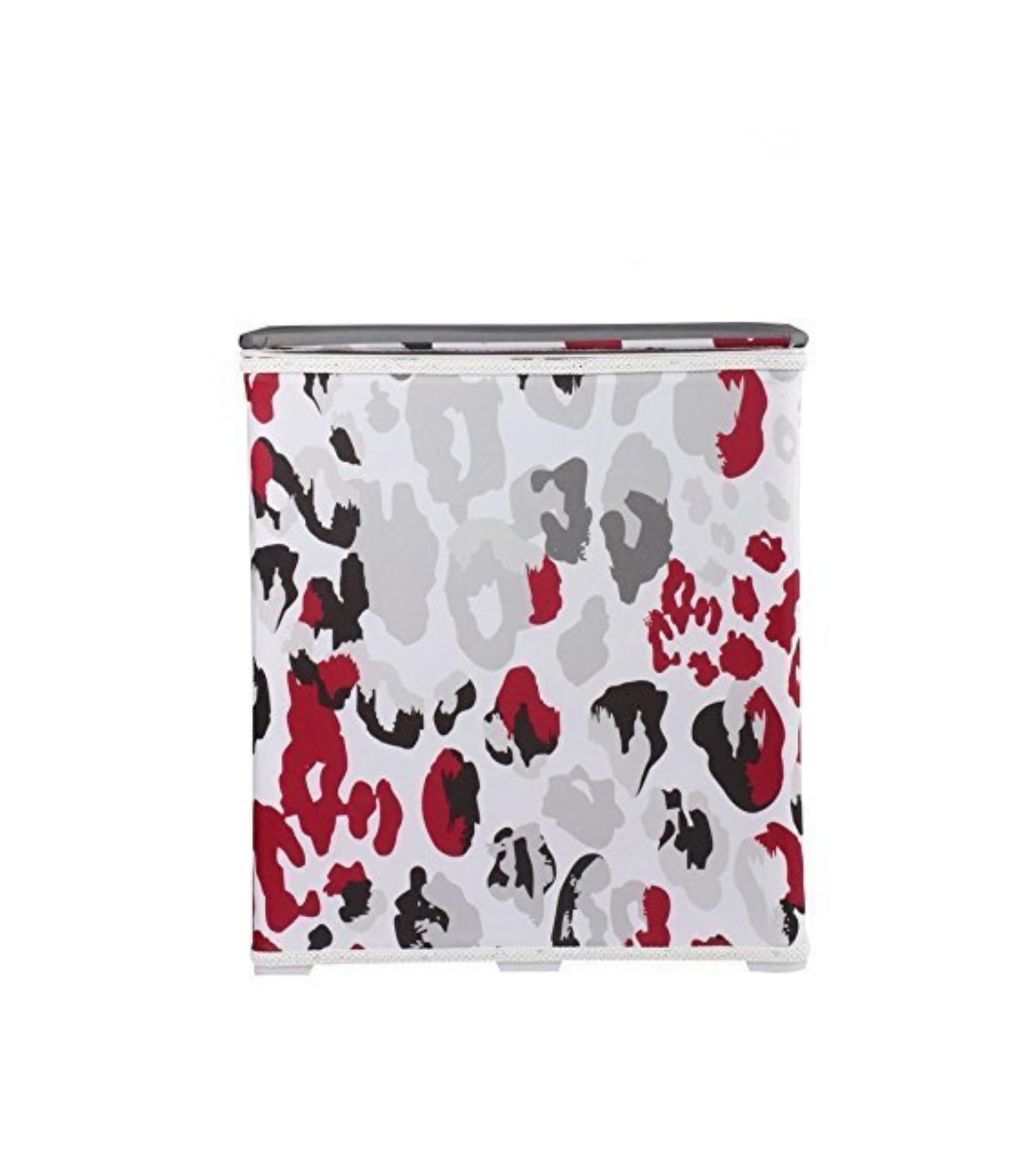Premsons® Foldable Fabric Laundry Basket – Durable Storage Hamper for Clothes, Toys & More – Animal Print Design in Grey & Red