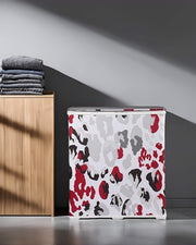 Premsons® Foldable Fabric Laundry Basket – Durable Storage Hamper for Clothes, Toys & More – Animal Print Design in Grey & Red