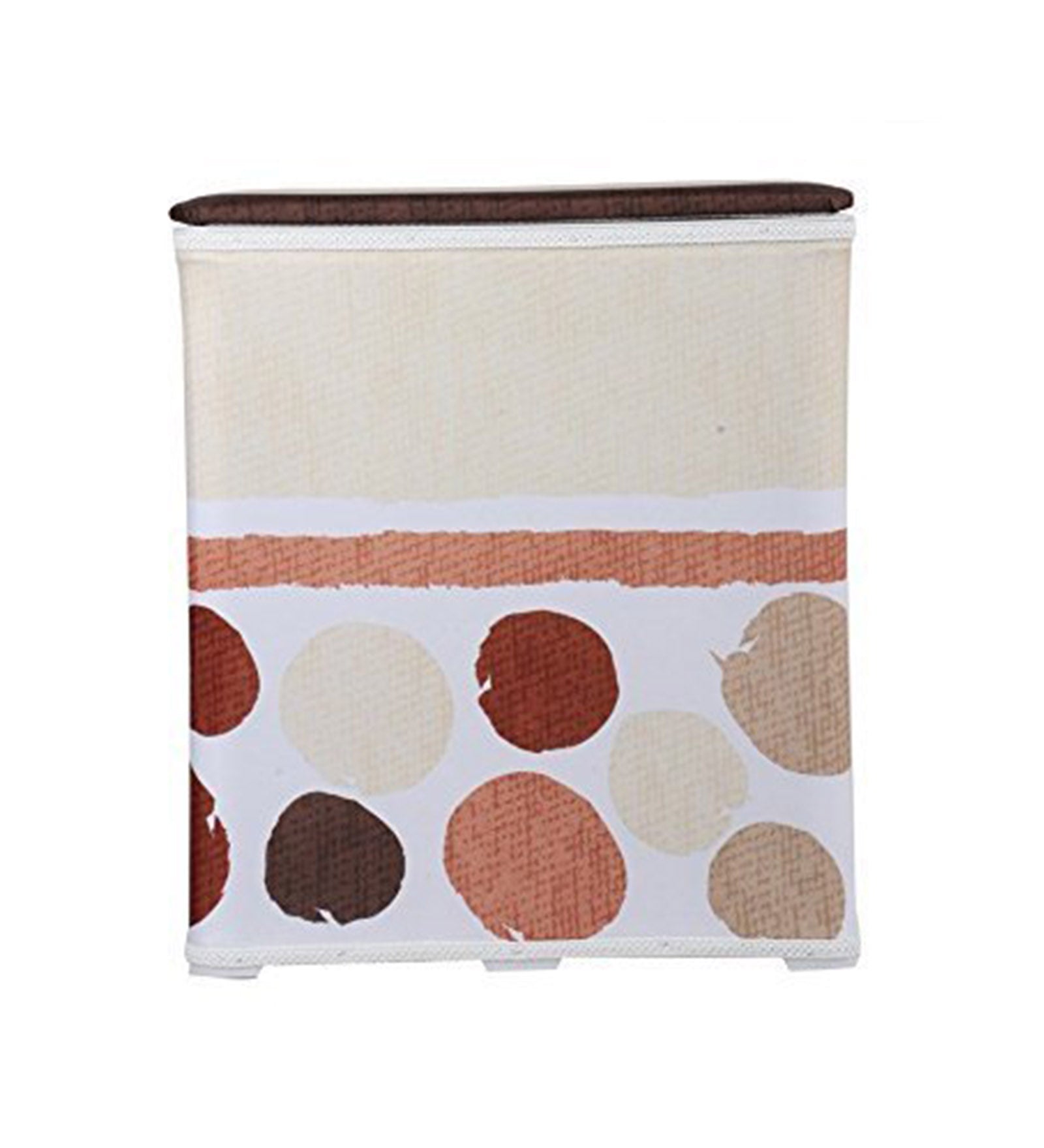 Premsons® Foldable Fabric Laundry Basket – Durable Storage Hamper for Clothes, Toys & More –  Spots Design in Beige & Brown