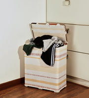 Premsons® Foldable Fabric Laundry Basket – Durable Storage Hamper for Clothes, Toys & More –  Stripes Design in Beige & Brown